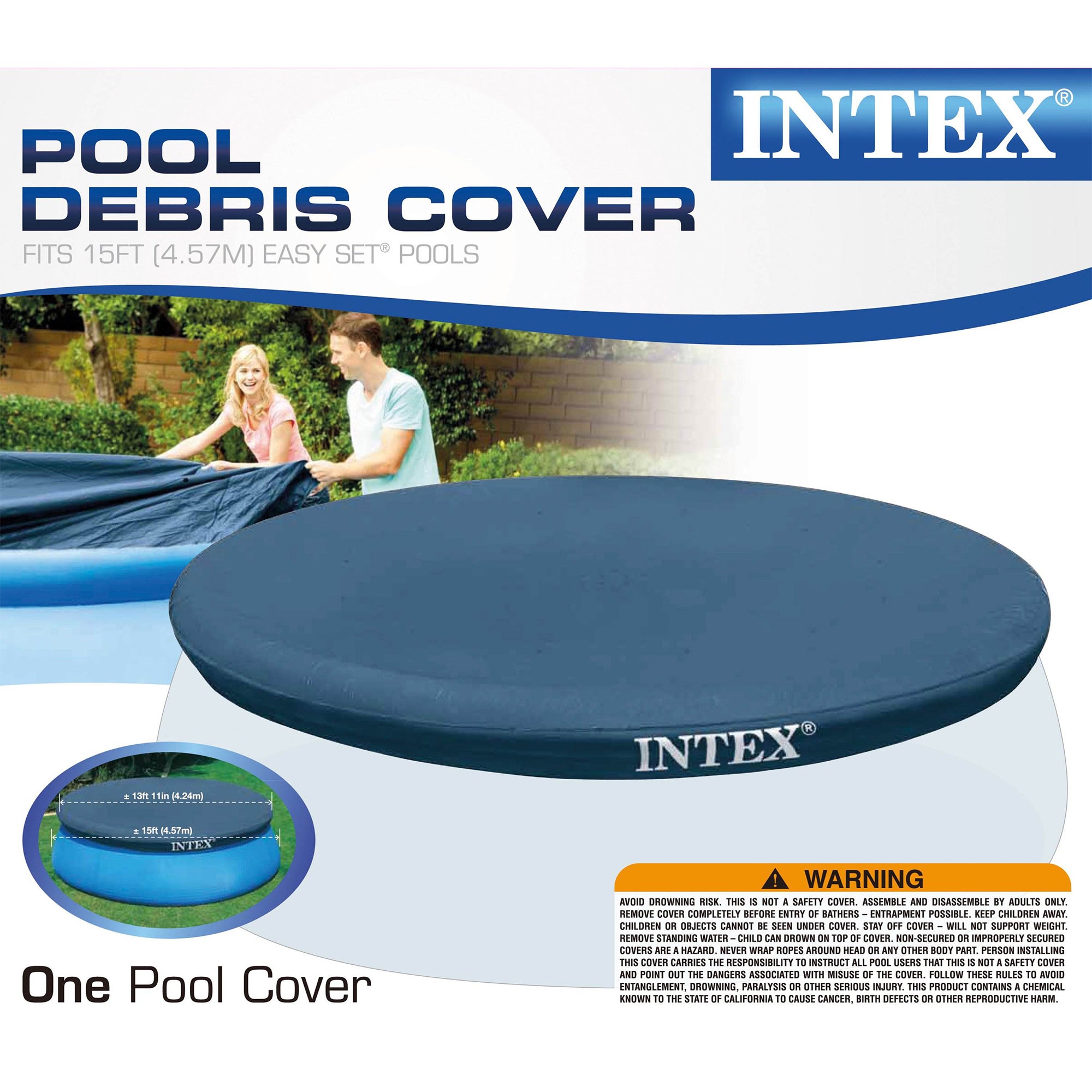 Intex Steel Frame Pool Ladder for 42” Wall Height Pools & 15’ Round Pool Cover - VMInnovations