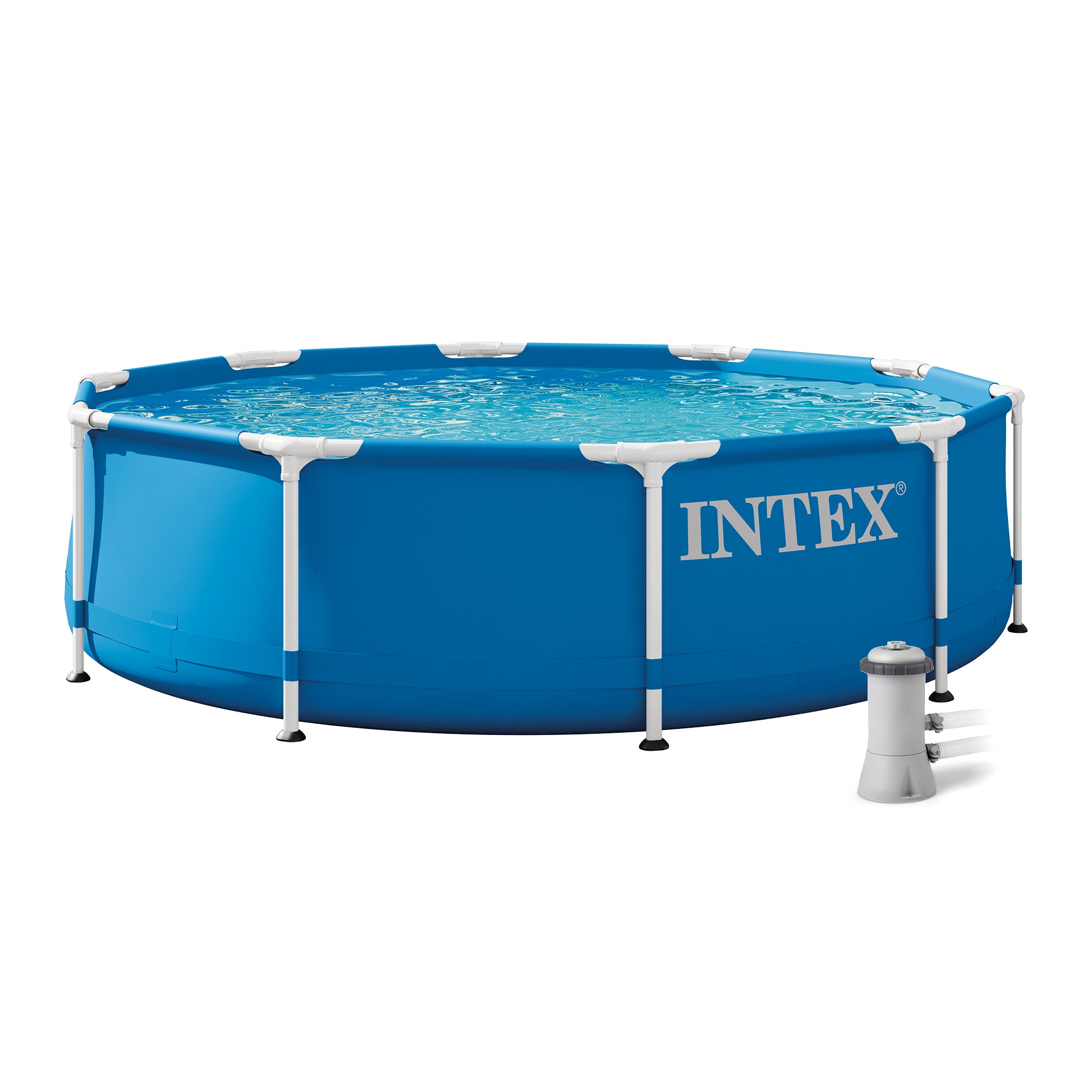 Intex 10ft x 30in Round Metal Frame Above Ground Swimming Pool w/Filter Pump