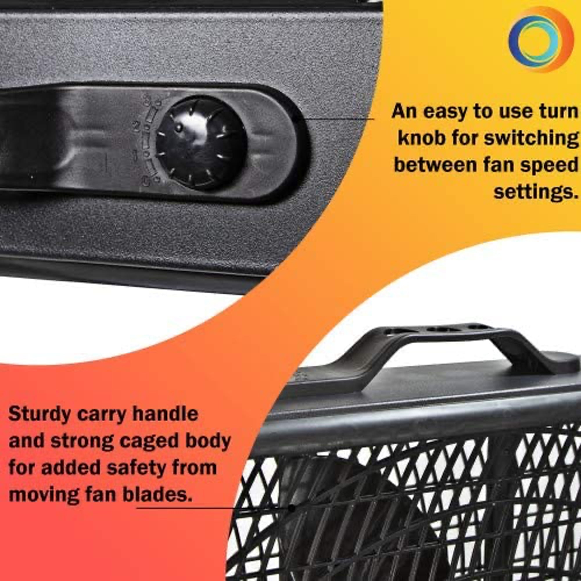 Comfort Zone 3 Speed High Performance Box Fan Air Conditioner 20 Inch (Open Box)