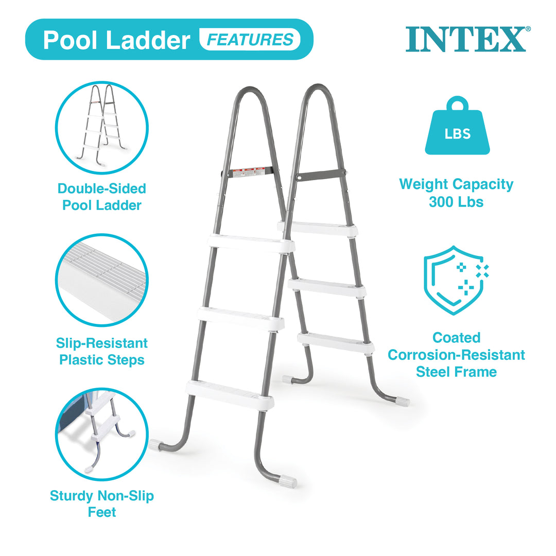 Intex 12'x30" Swimming Pool w/ Pump, Pool Ladder for 42” Wall, & 12’ Cover - VMInnovations