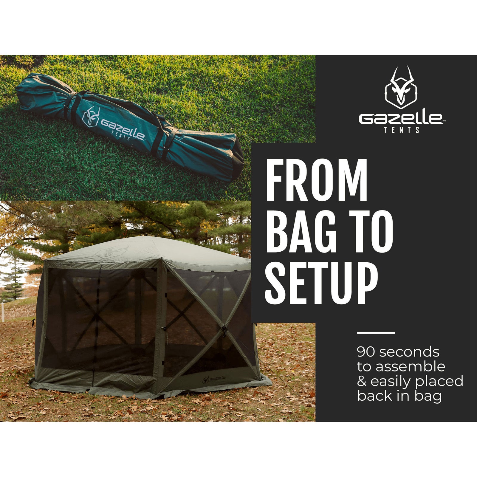 Gazelle GG601GR Pop Up Portable 8 Person Camping Gazebo Day Tent w/ Mesh Windows - VMInnovations