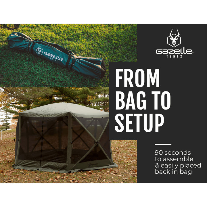 Gazelle GG601GR Pop Up Portable 8 Person Camping Gazebo Day Tent w/ Mesh Windows - VMInnovations