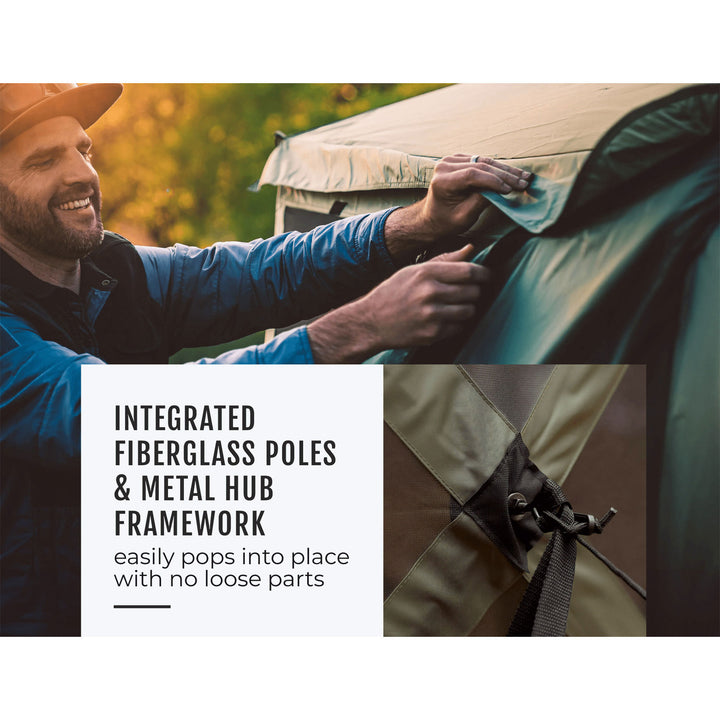 Gazelle GG601GR Pop Up Portable 8 Person Camping Gazebo Day Tent w/ Mesh Windows - VMInnovations