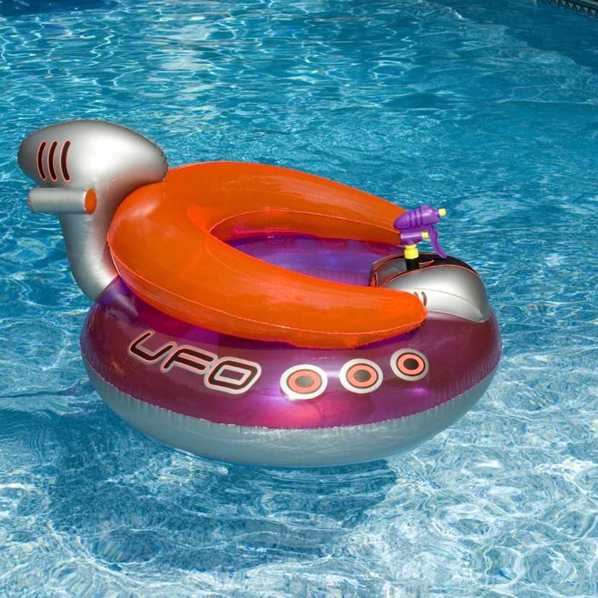 Swimline Suntan Lounge Pool Raft and UFO Chair Pool Float w/ Squirt Gun (2-pack)