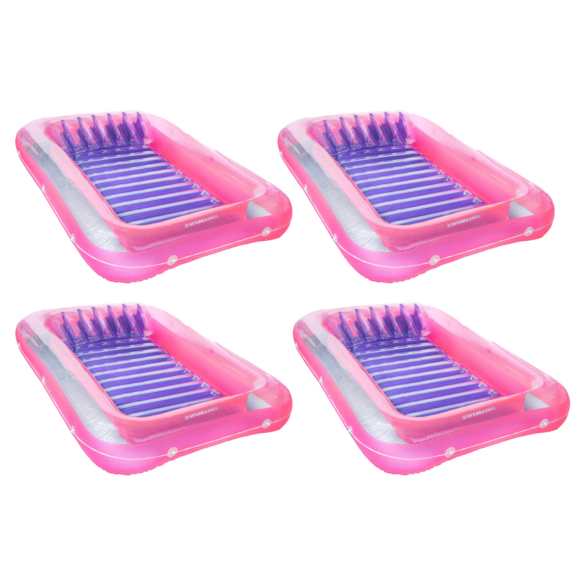 Swimline 71" Swimming Pool Inflatable Suntan Lounge Water Raft Float (4 Pack)