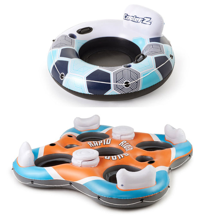 Bestway Rapid Rider 1 Person Inflatable River Tube & 4 Person Floating Island - VMInnovations