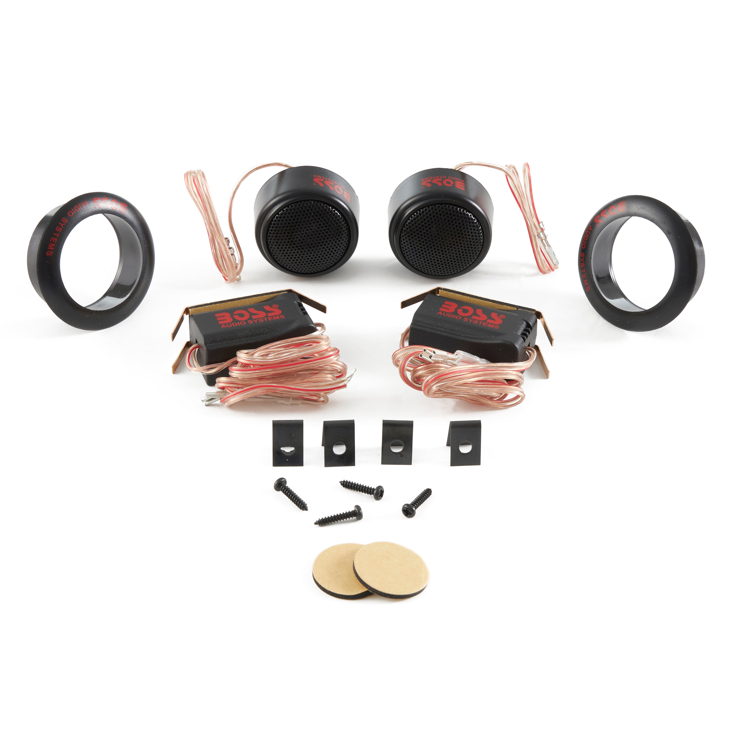 BOSS TW15B 250W 1 Inch Micro Dome Car Audio Tweeters Black + External Crossovers