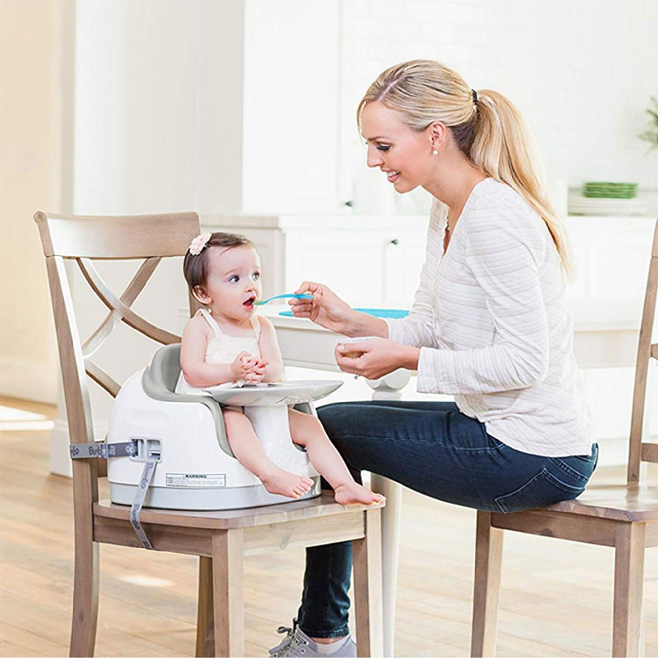 Bumbo Baby Toddler Adjustable 3-in-1 Booster Seat/High Chair & Tray, Cool Gray - VMInnovations