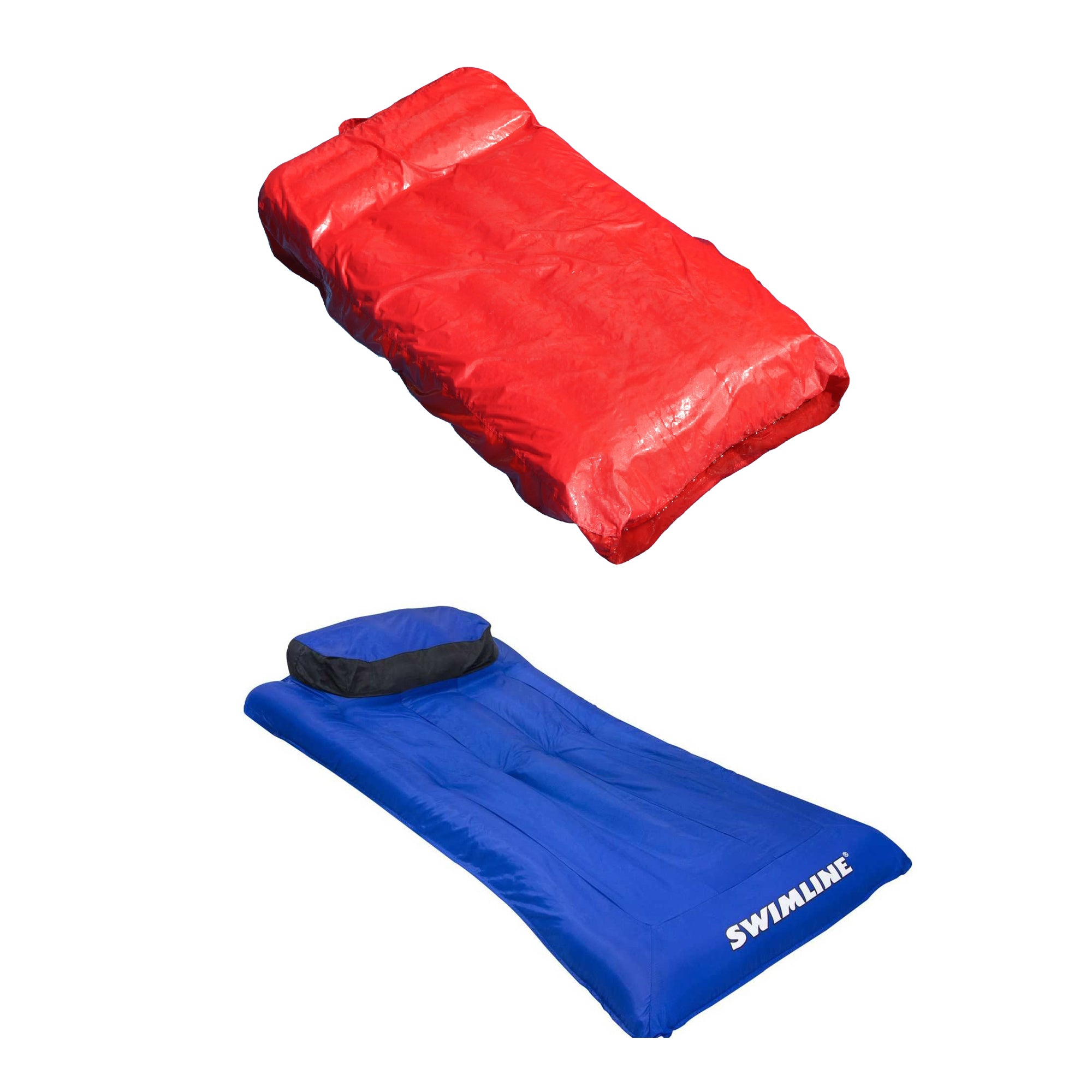 Swimline Solstice Pool Inflatable Fabric Lounger & Fabric Covered Air Mattress