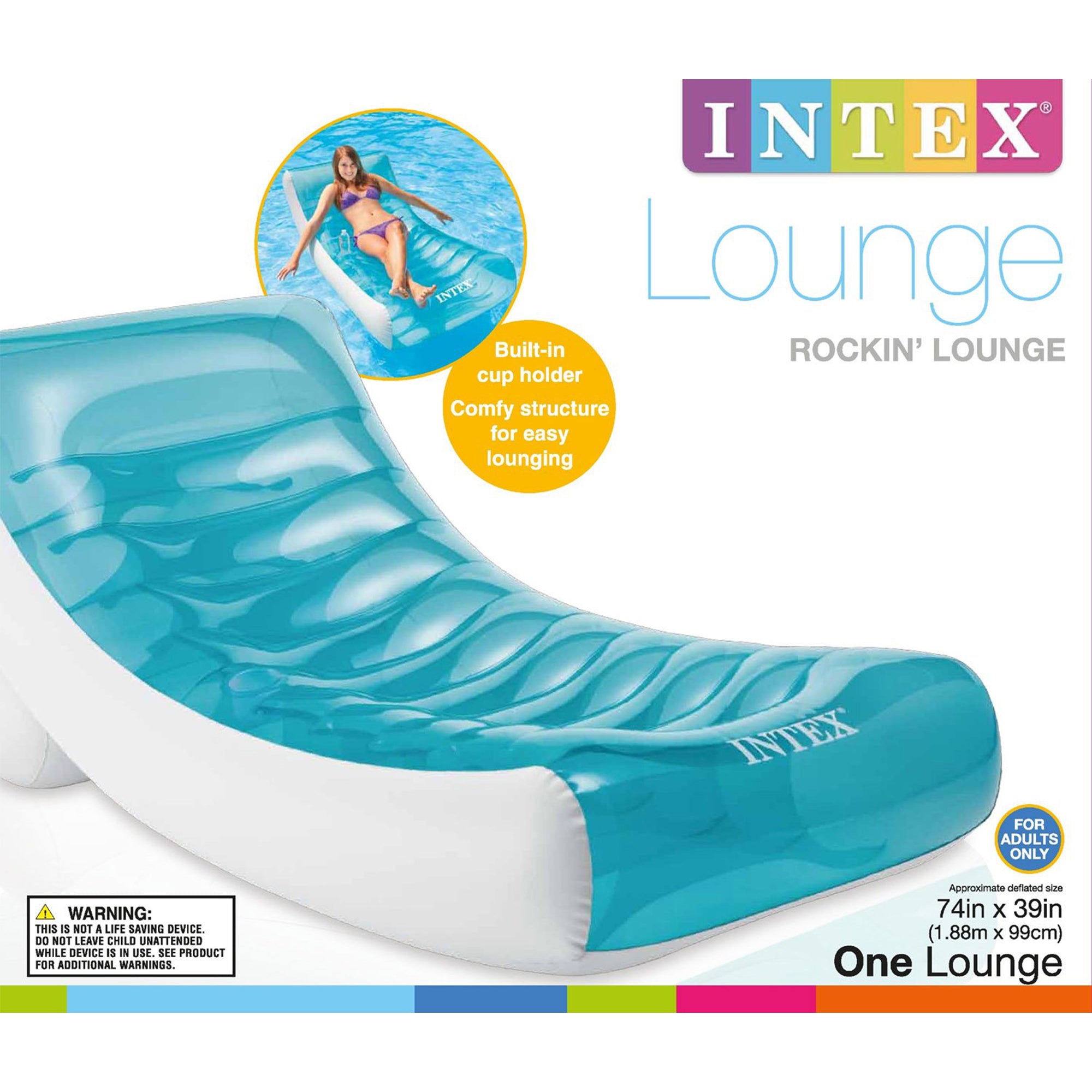 Inflatable Lounge Pool Floating Raft Bundled w/ 18-Pocket French Mattress Float