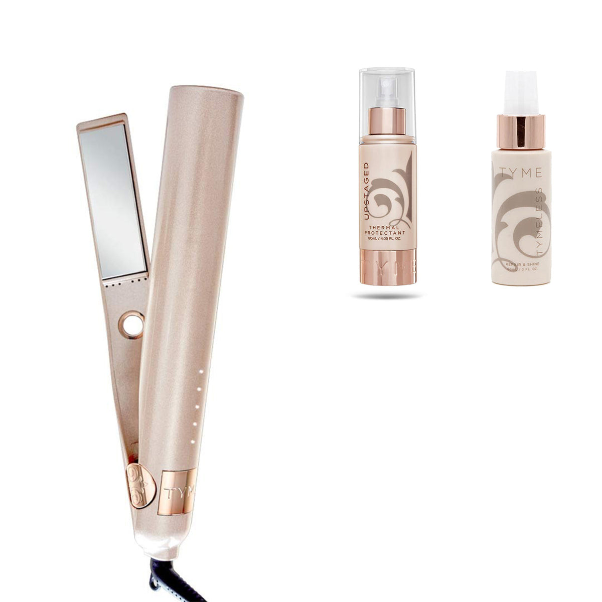 TYME Iron Pro 2-in-1 Hair Straightener w/ Thermal Spray & Repair and Shine Spray