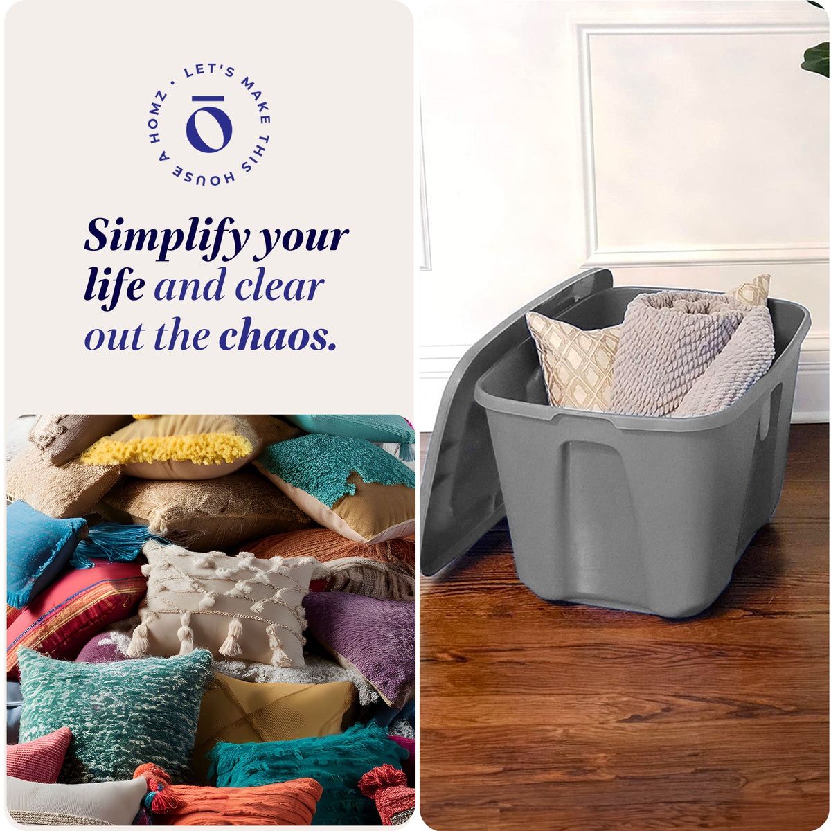 Homz 18-Gallon Stackable Plastic Storage Tote Box Container with Snap-On Lid (Used)