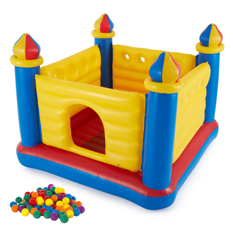 Intex Inflatable Jump-O-Lene Castle House with Multi-Colored Fun Ballz, 100 Pack - VMInnovations