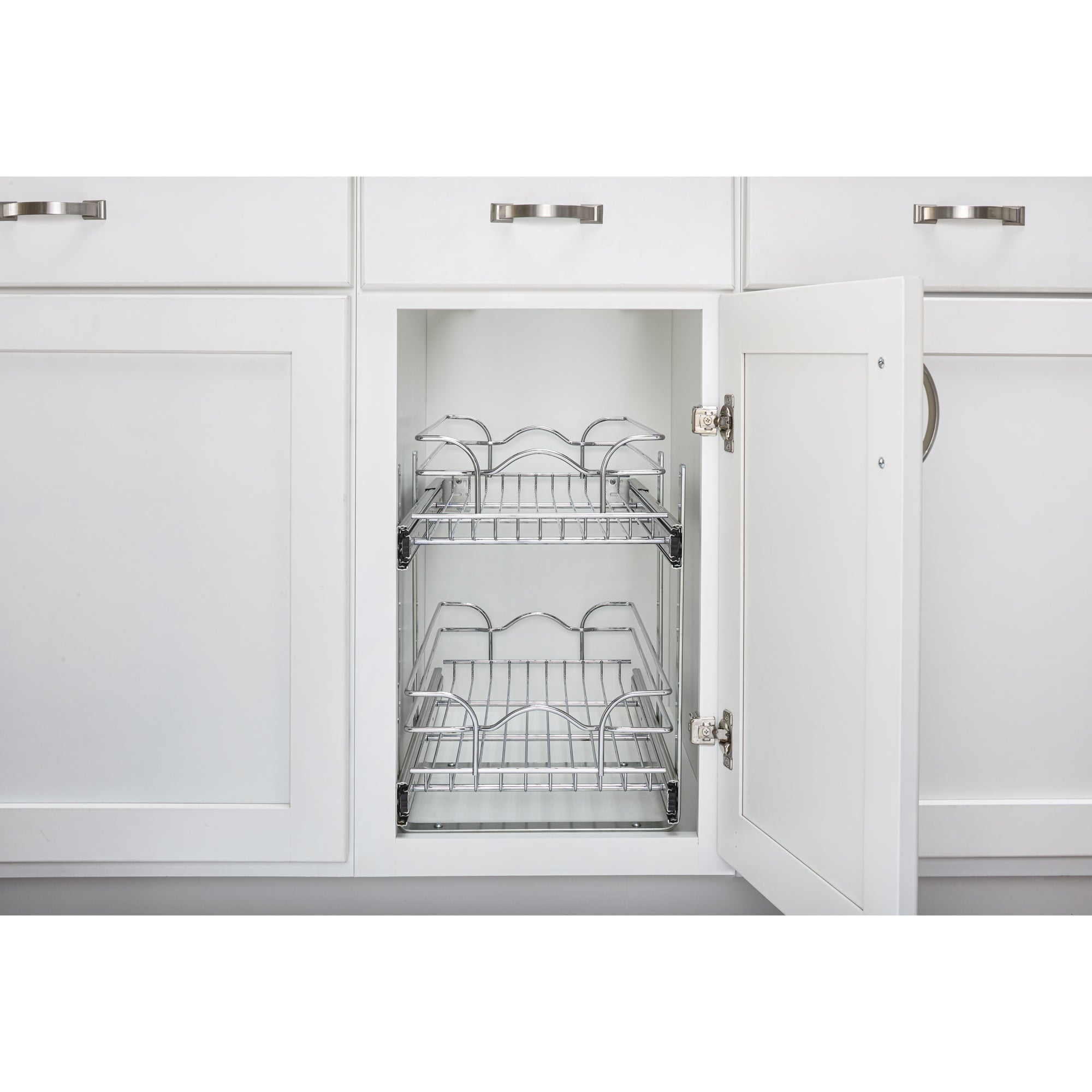 Rev-A-Shelf Pullout 2-Tier Basket Organizer for Kitchen or Vanity Cabinets, 9 x 18 In, 5WB2-0918CR-1 - VMInnovations