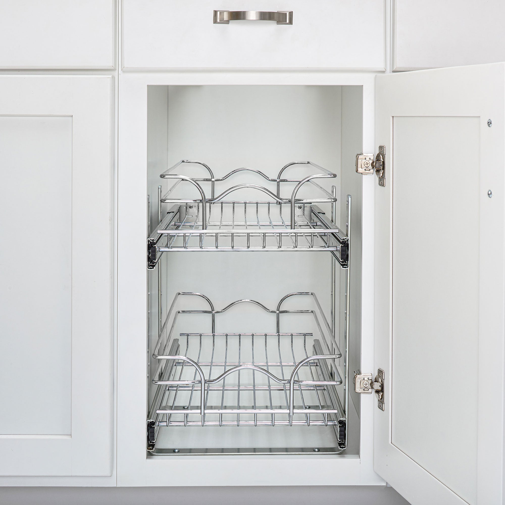 Rev-A-Shelf Pullout 2-Tier Basket Organizer for Kitchen or Vanity Cabinets, 9 x 22 In, 5WB2-0922CR-1 - VMInnovations