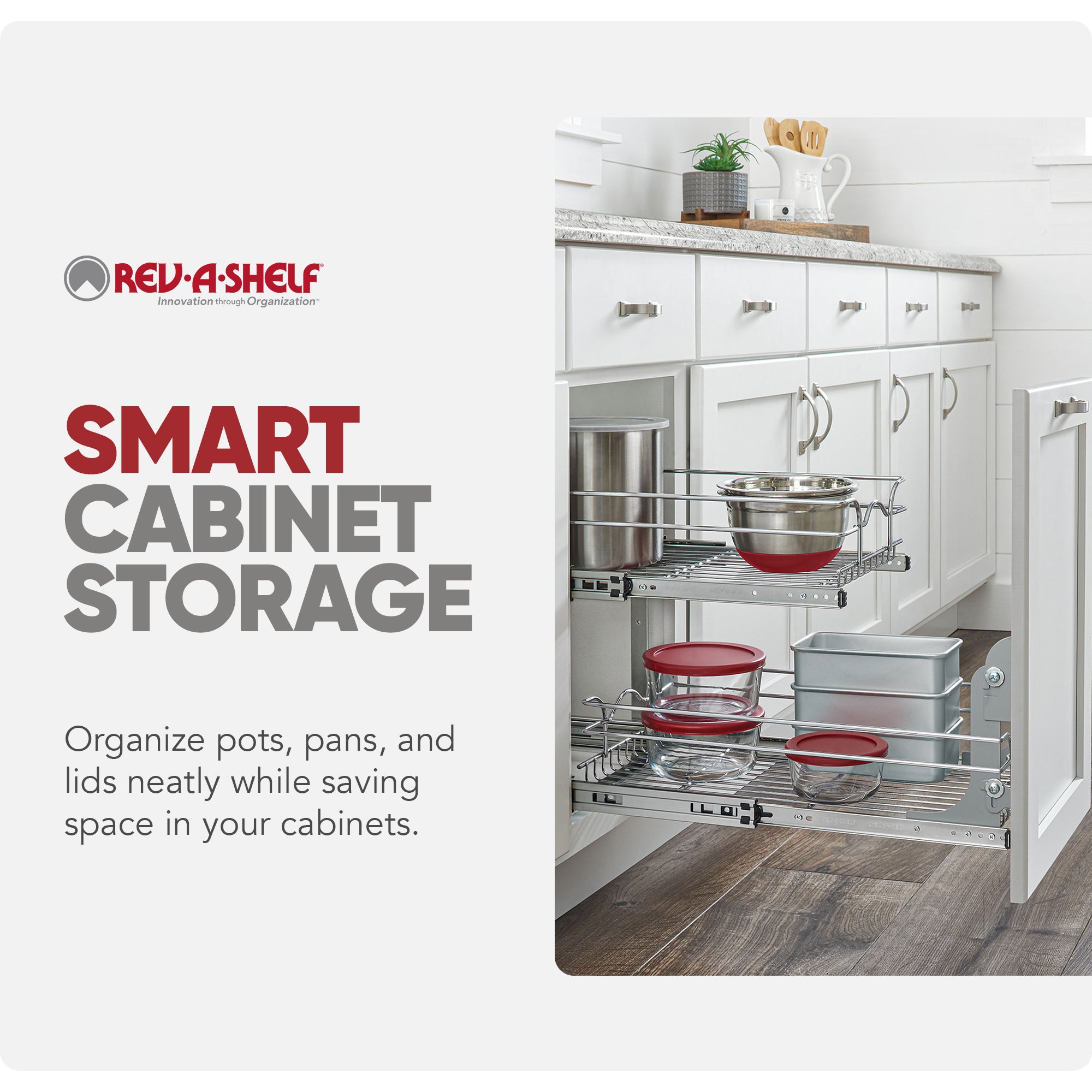 Rev-A-Shelf Pullout 2-Tier Basket Organizer for Kitchen or Vanity Cabinets, 15 x 22 In, 5WB2-1522CR-1 - VMInnovations