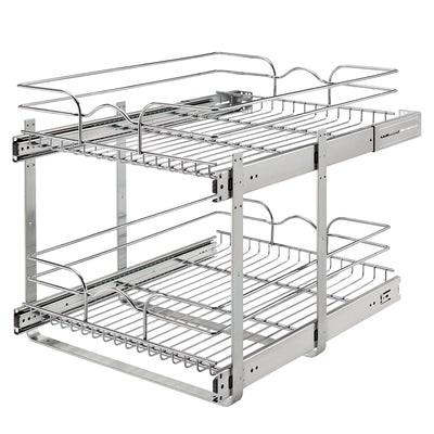 Rev-A-Shelf 18"x22" 2-Tier Pull Out Baskets, Chrome (Open Box) (2 Pack)