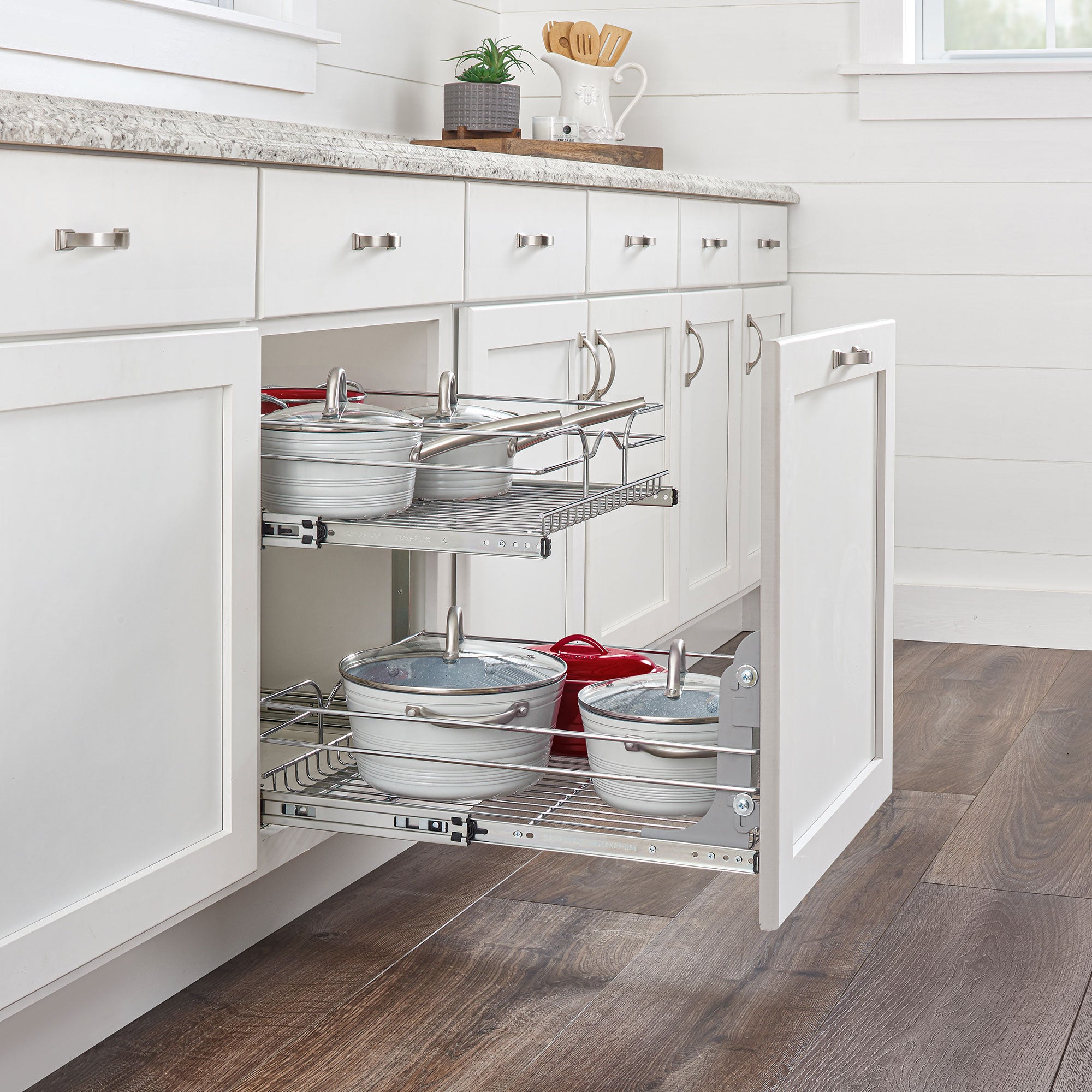 Rev-A-Shelf Pullout 2-Tier Basket Organizer for Kitchen or Vanity Cabinets, 18 x 22 In, 5WB2-1822CR-1
