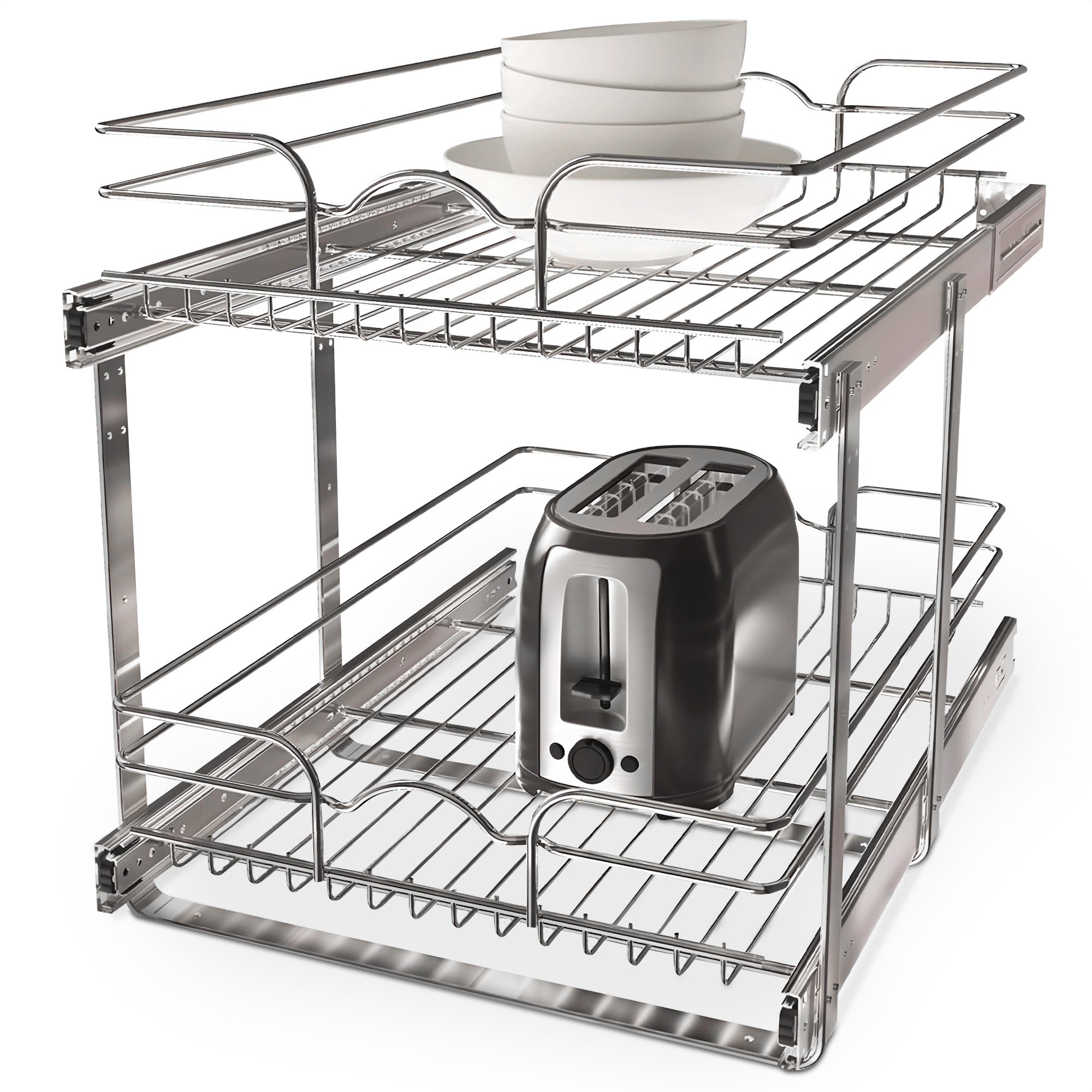 Rev-A-Shelf Pullout 2-Tier Basket Organizer for Kitchen or Vanity Cabinets, 18 x 22 In, 5WB2-1822CR-1