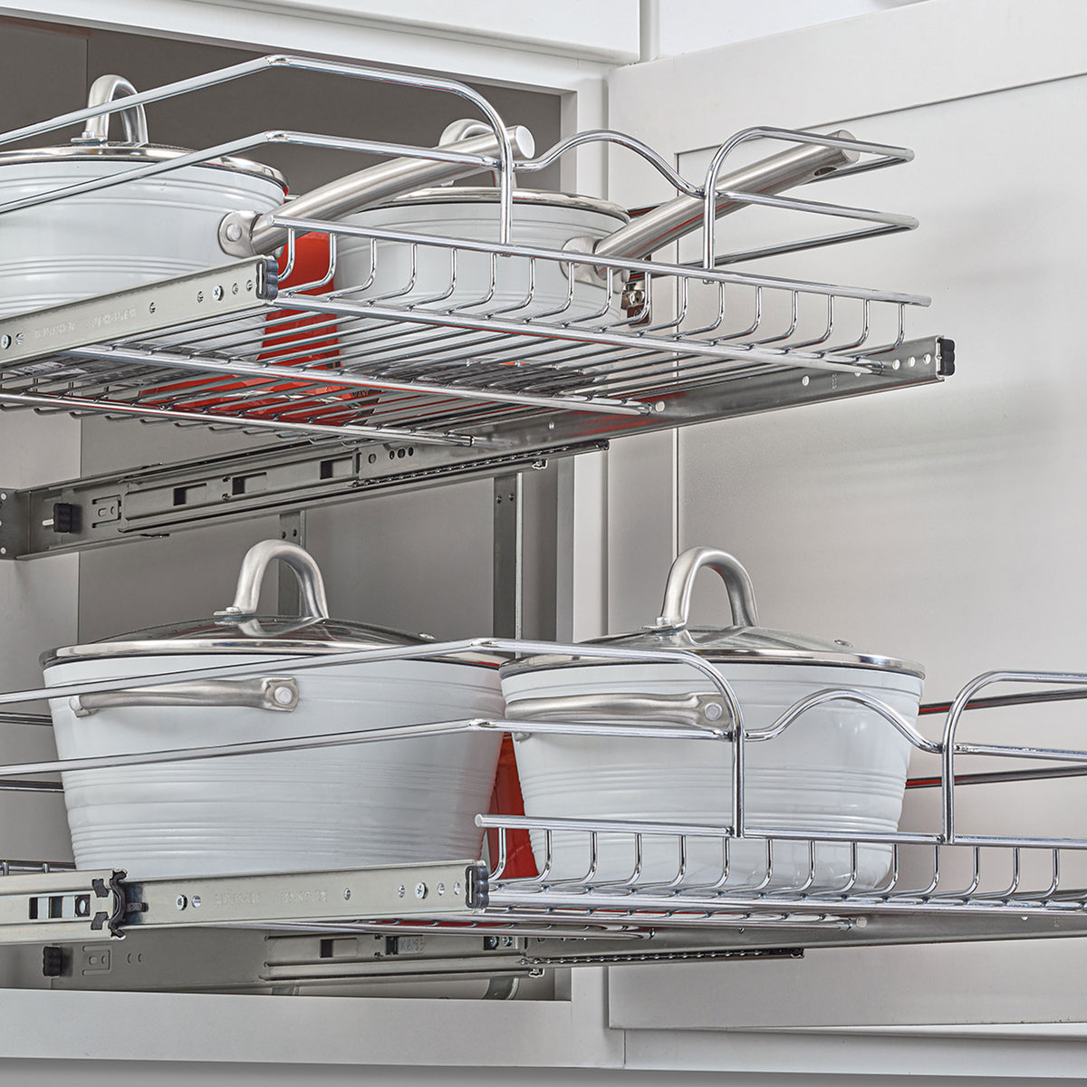 Rev-A-Shelf 21"x22" Chrome 2-Tier Pull Out Wire Baskets (Open Box) (4 Pack)