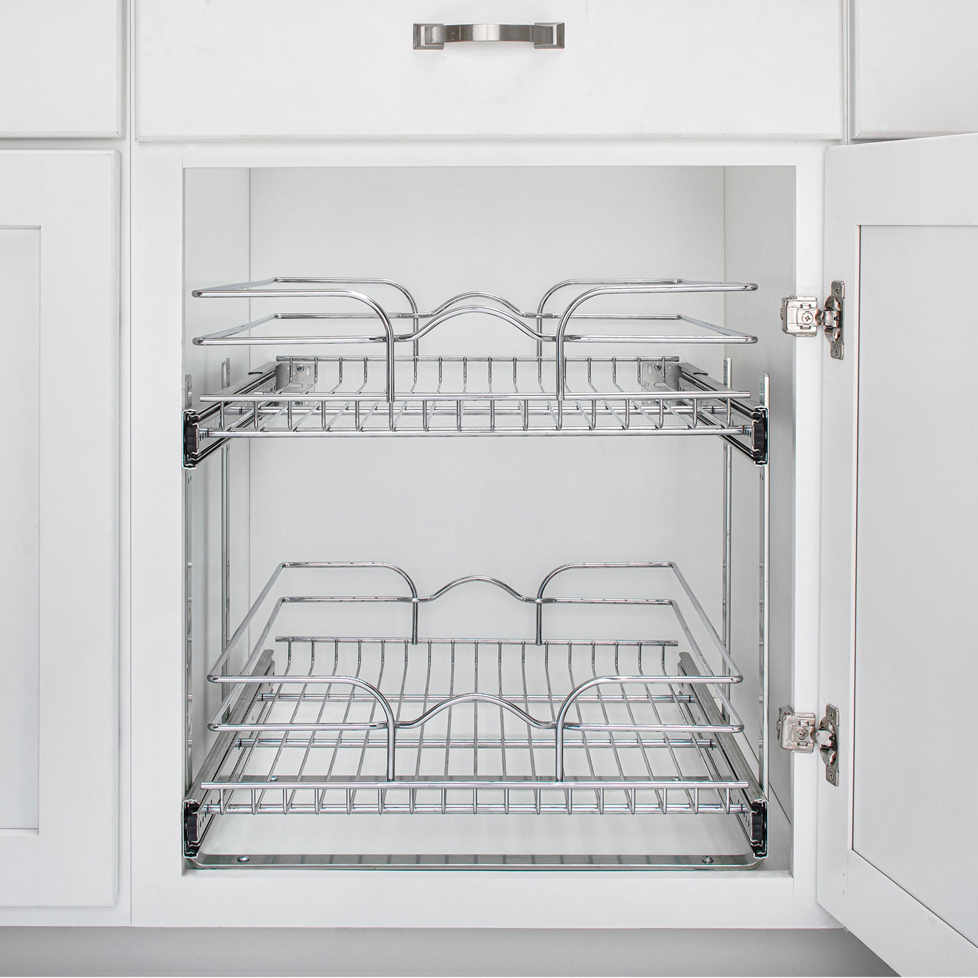 Rev-A-Shelf Pullout 2-Tier Basket Organizer for Kitchen or Vanity Cabinets, 21 x 22 In, 5WB2-2122CR-1