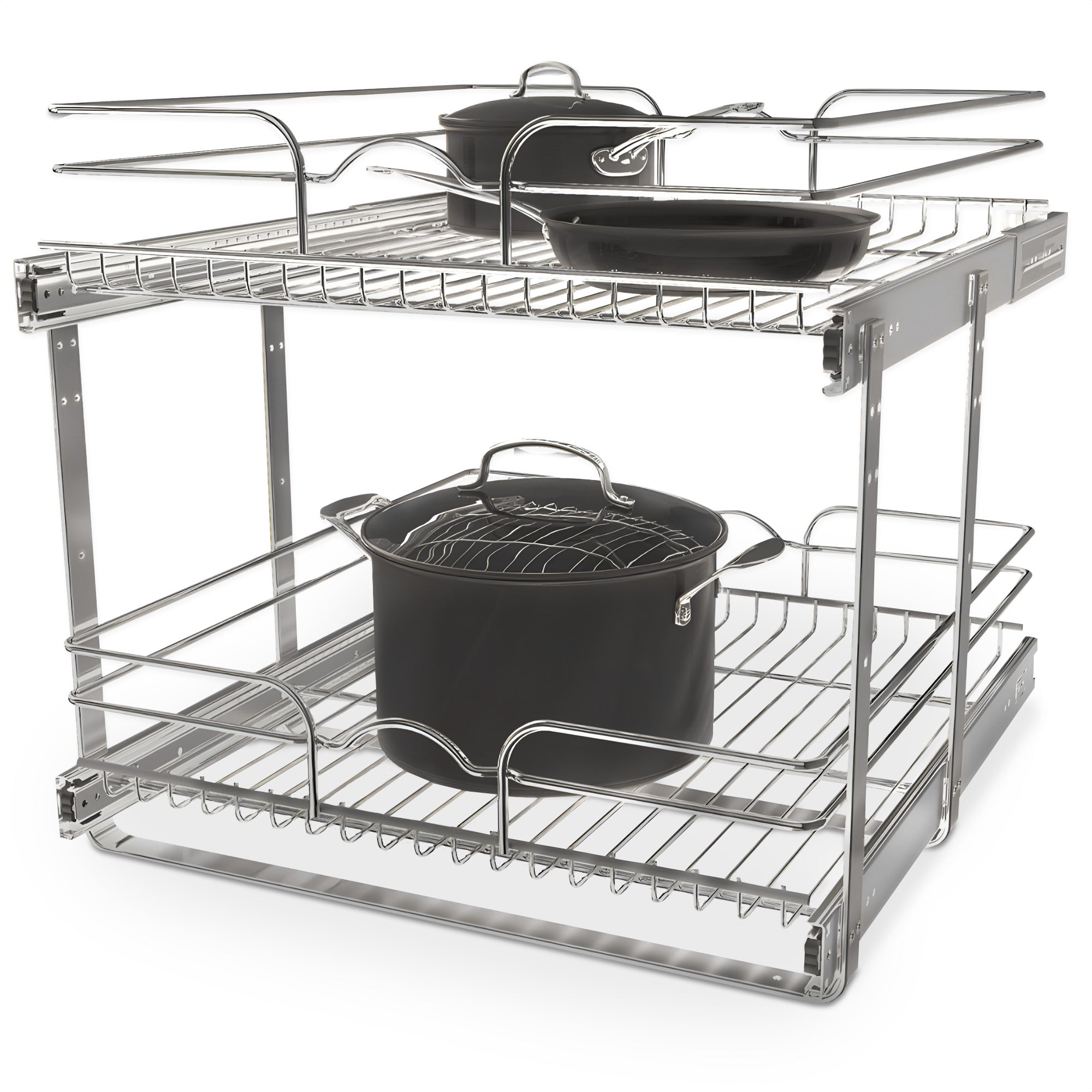 Rev-A-Shelf Pullout 2-Tier Basket Organizer for Kitchen or Vanity Cabinets, 21 x 22 In, 5WB2-2122CR-1