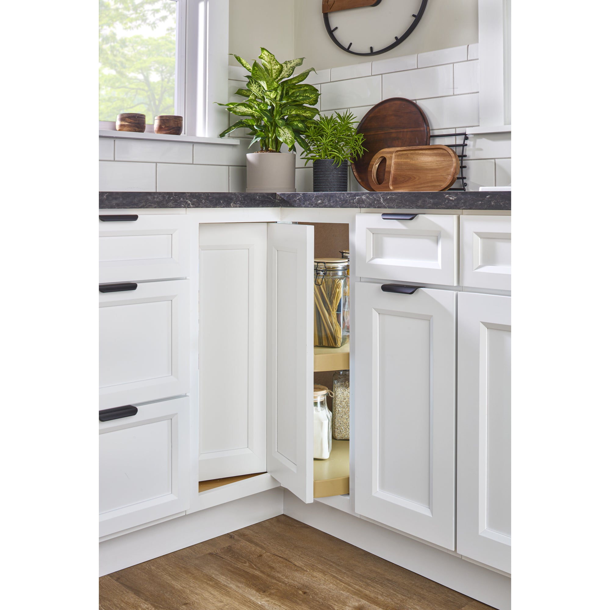 Rev-A-Shelf 24'' Lazy Susan Pie-Cut Polymer 2-Shelf, Almond, 6942-24-15-52 - VMInnovations