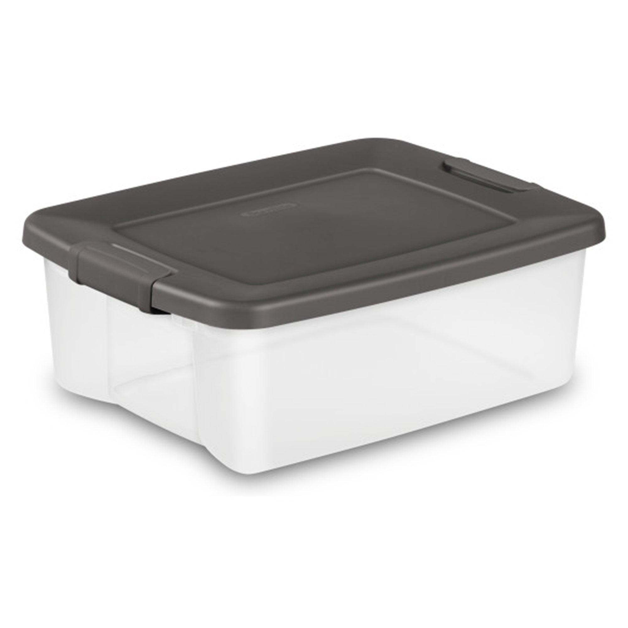 Sterilite 25 Qt. Shelf Tote Driftwood Lid Clear Base w/Platinum Latches(36 Pack) - VMInnovations