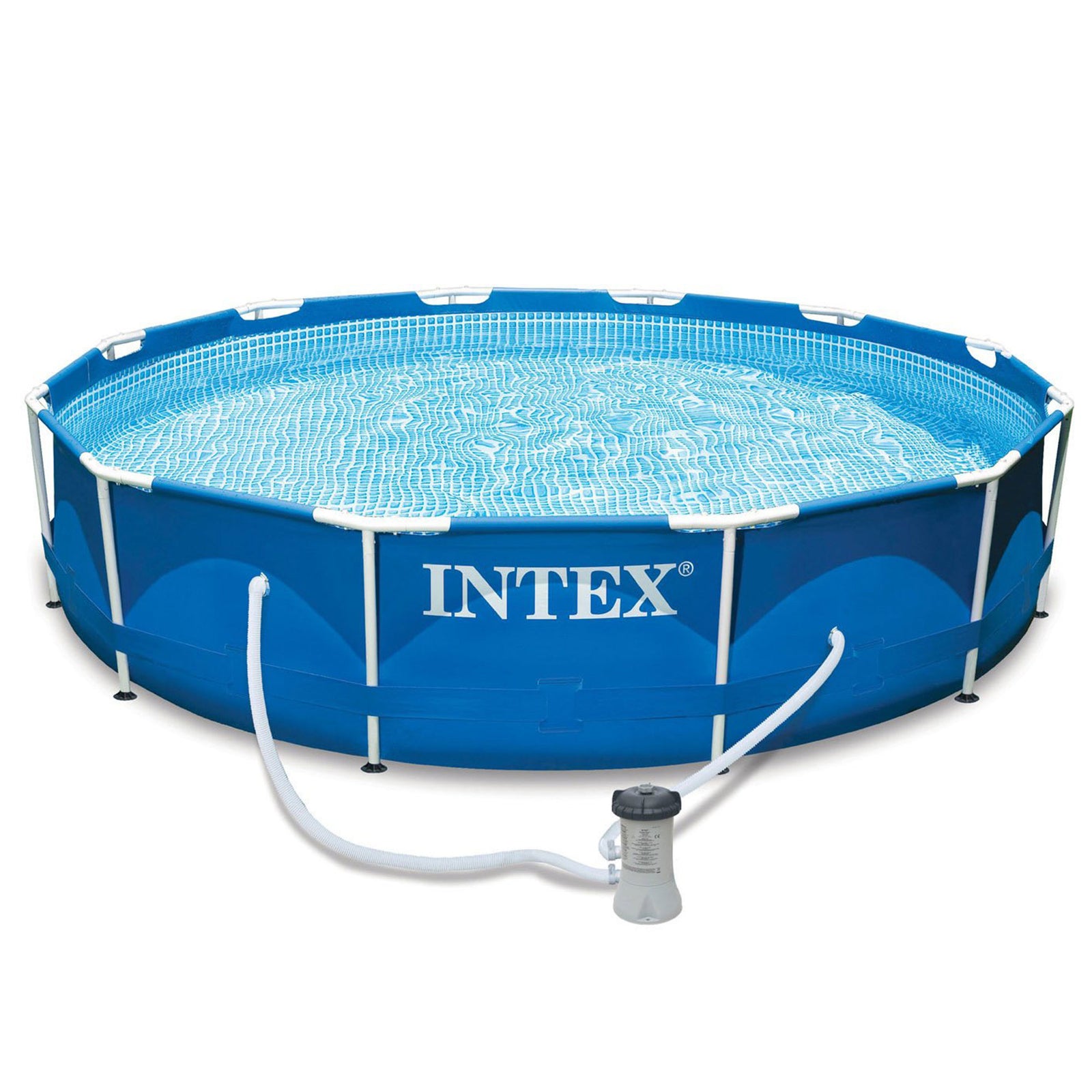 Intex 12' x 30" Metal Frame Round Swimming Pool w/ Filter Pump & 13' Pool Cover - VMInnovations