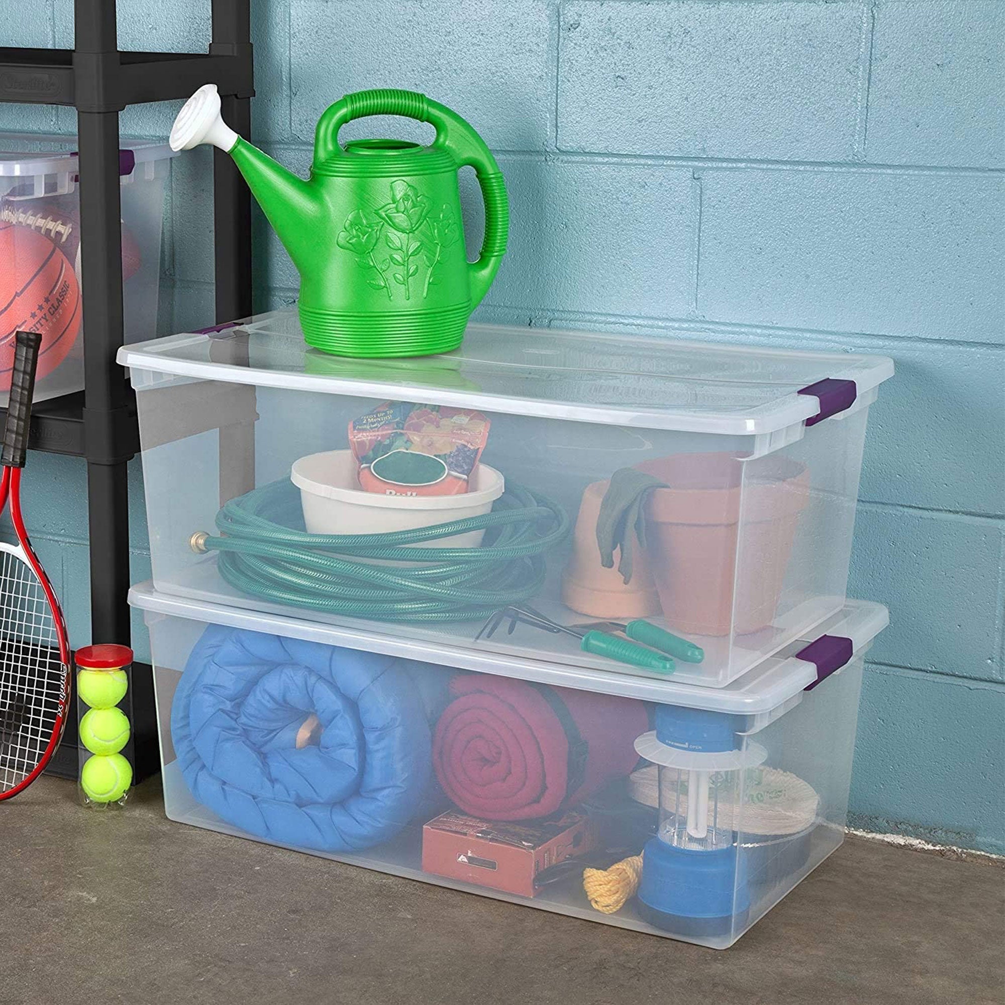 Sterilite 17641704 110-Quart Capacity Clear Storage Tote with Secure Latch Handles (Open Box)