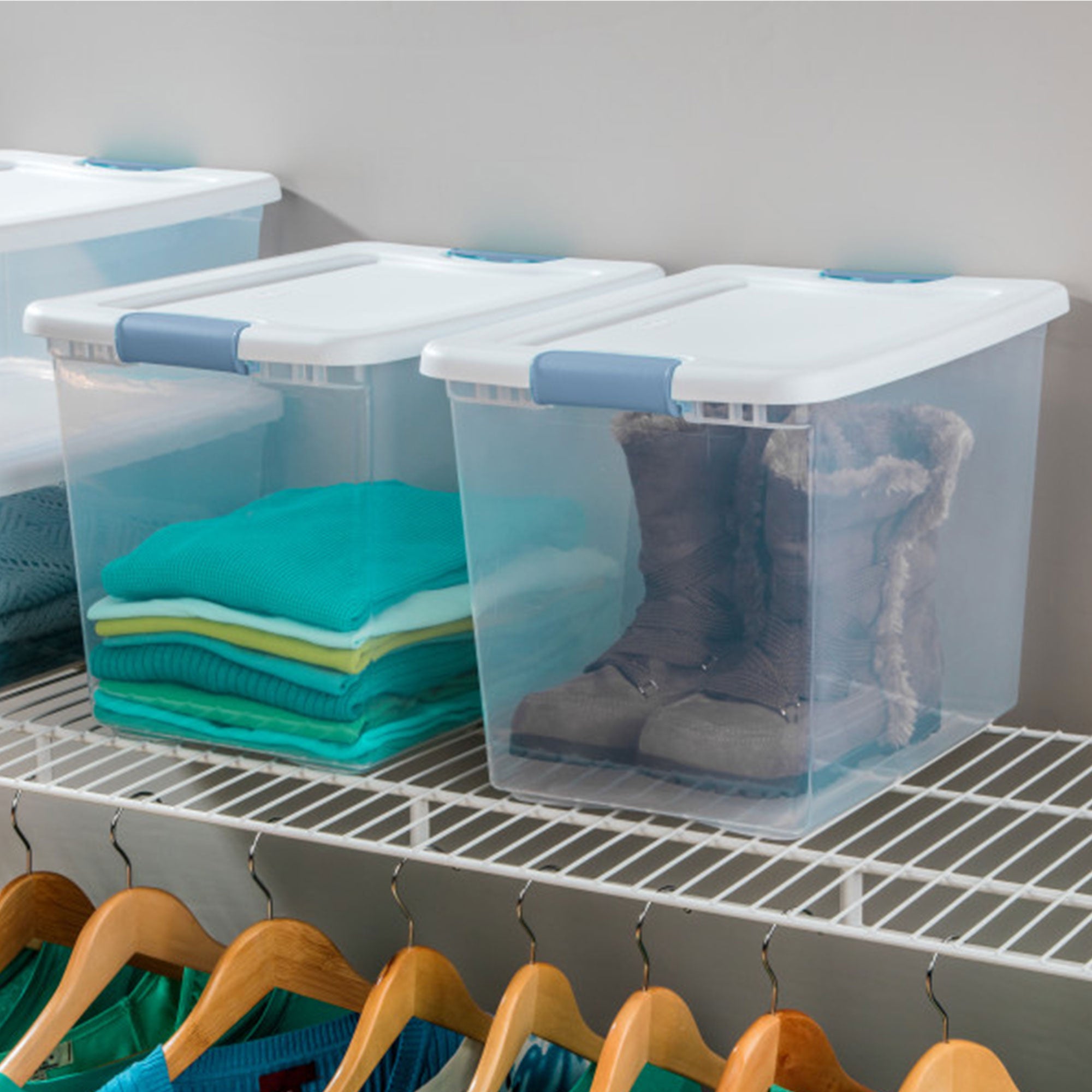 Sterilite 25 Quart Latching Storage Box, Stackable Bin with Latch Lid, 12 Pack
