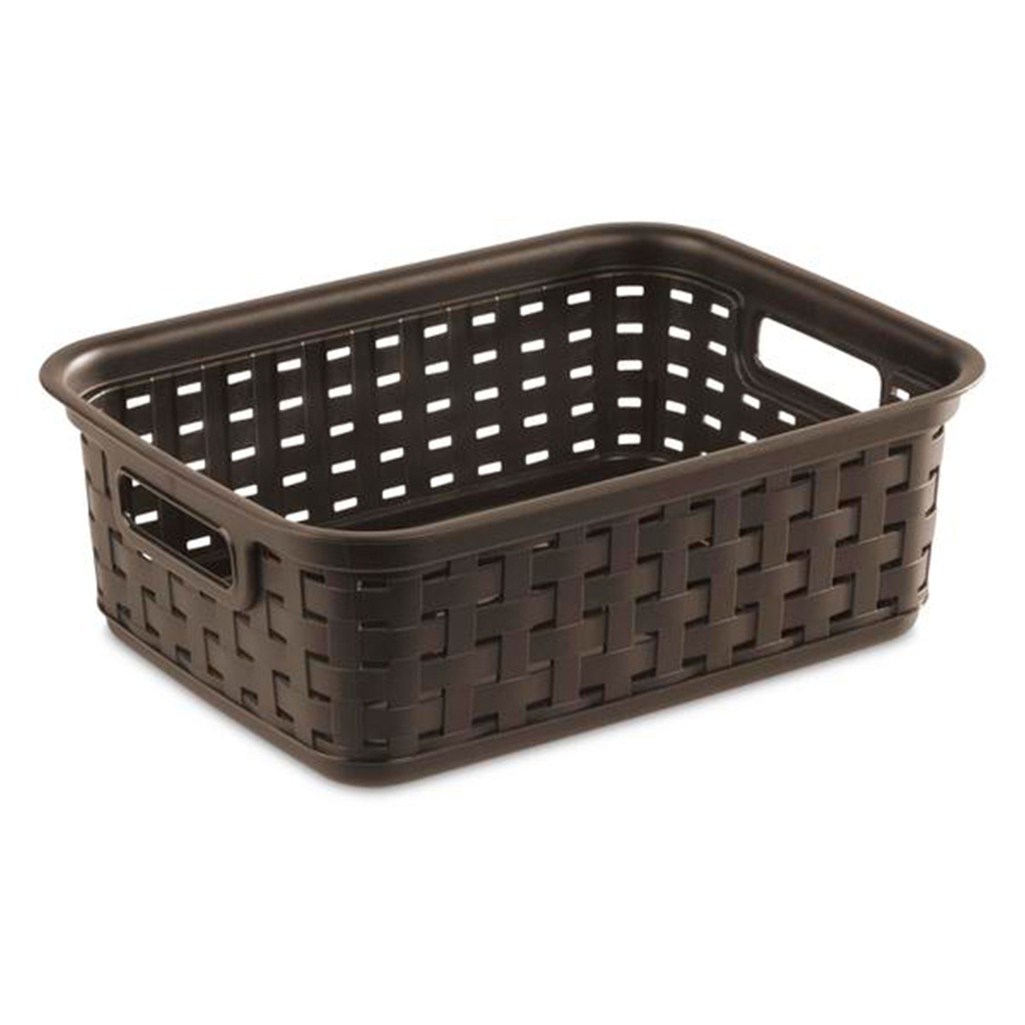 Sterilite 11 Inch Small Weave Storage Organizer Basket Tote, Espresso (16 Pack)