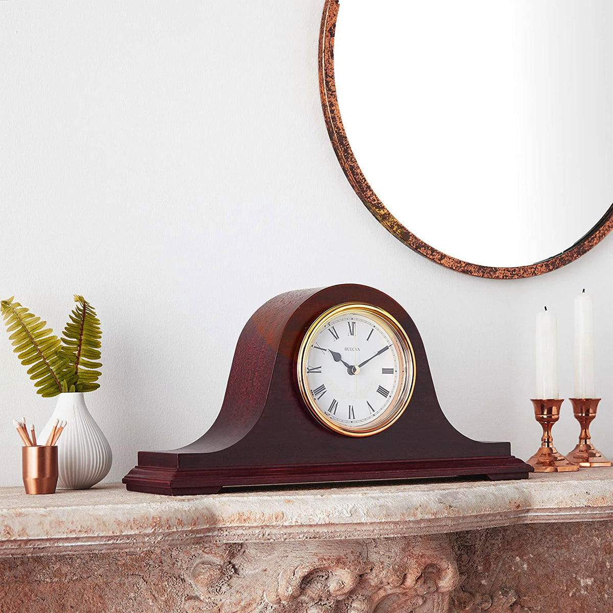 Bulova Clocks Annette II Wooden Westminster Chiming Mantel Clock, Walnut (Used)