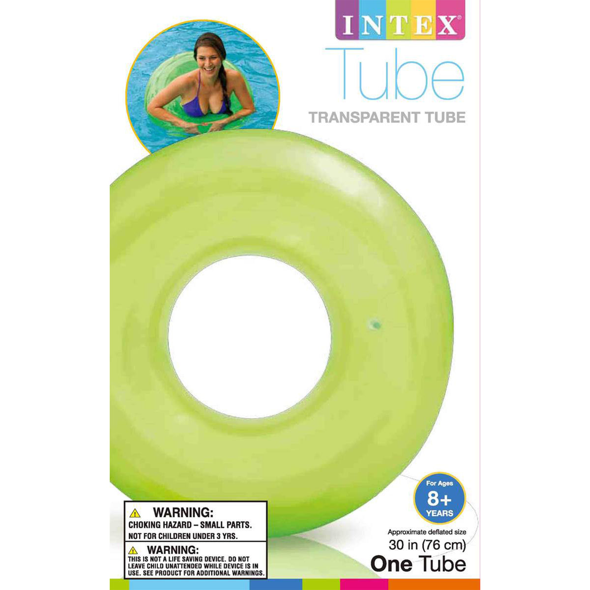 Intex Transparent Inflatable Swimming Pool Tube Raft, Colors May Vary (3-Pack)