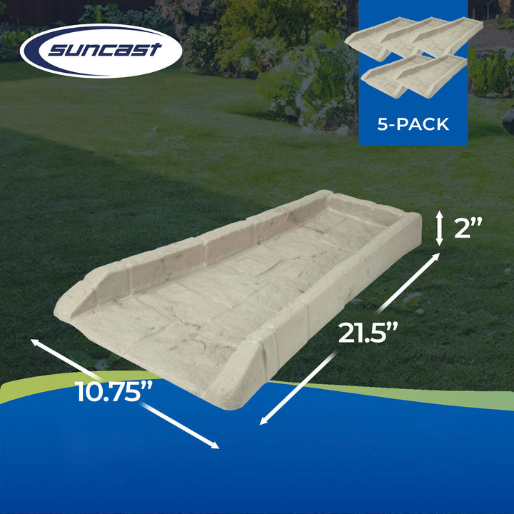 Suncast SB24 Decorative Rain Gutter Downspout Splash Block, Light Taupe (5 Pack) - VMInnovations