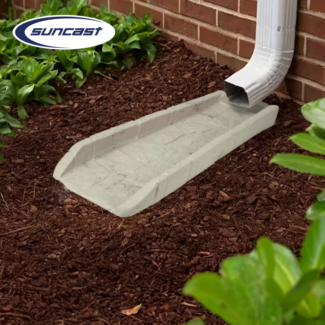 Suncast SB24 Decorative Rain Gutter Downspout Splash Block, Light Taupe (5 Pack) - VMInnovations