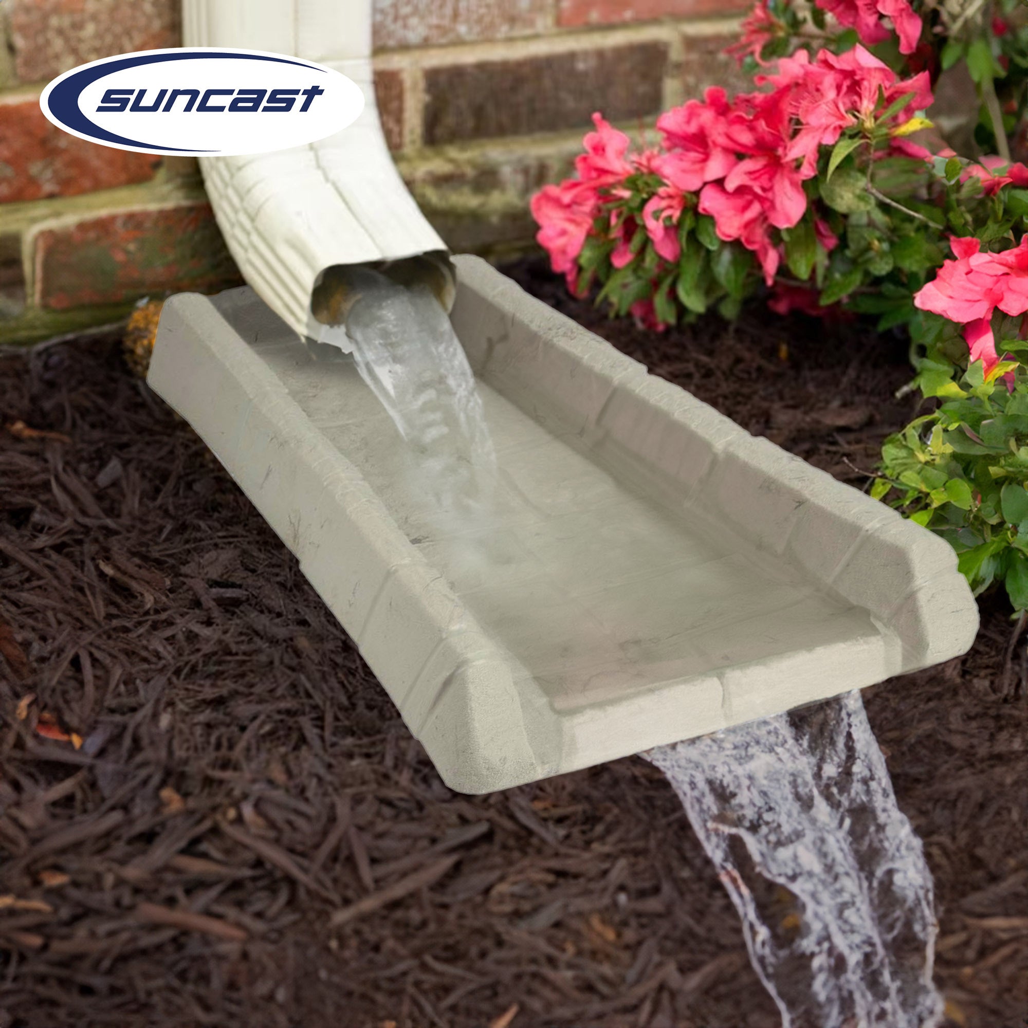 Suncast SB24 Decorative Rain Gutter Downspout Splash Block, Light Taupe (5 Pack) - VMInnovations