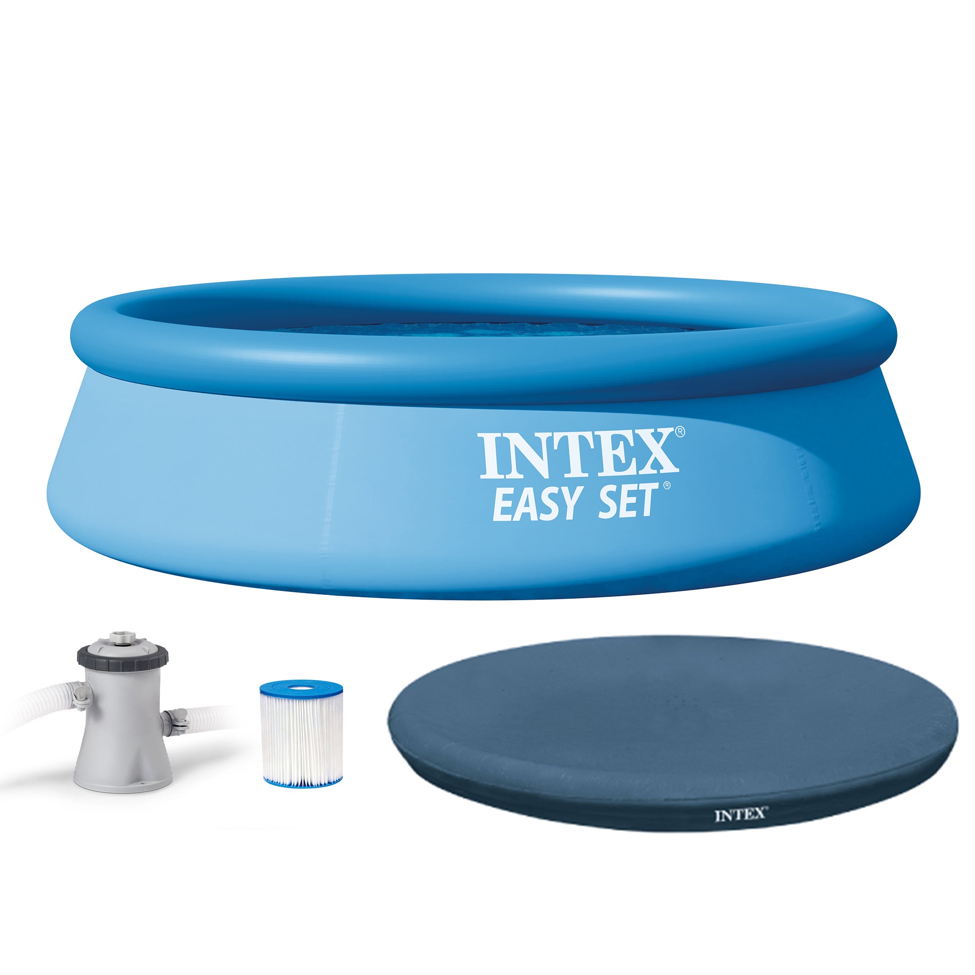 Intex Filter Cartridge Bundled with Vinyl Round Cover & Inflatable Swimming Pool - VMInnovations