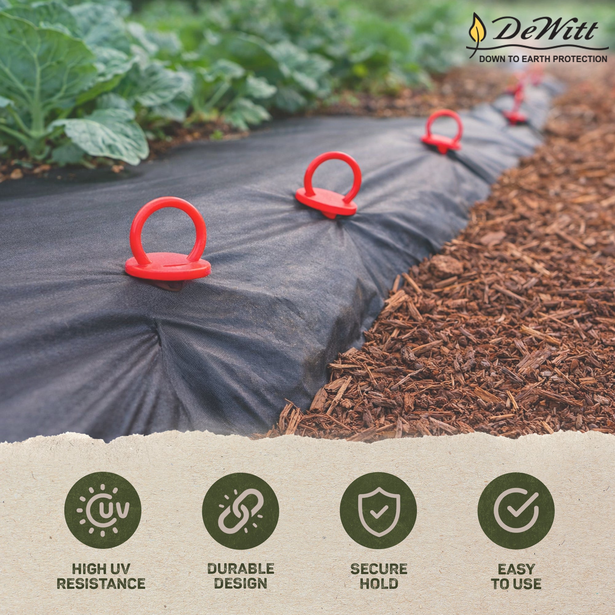DeWitt Company UV-Treated Durable Plastic Outdoor Re-Pin Anchors, Red, 300 Count - VMInnovations