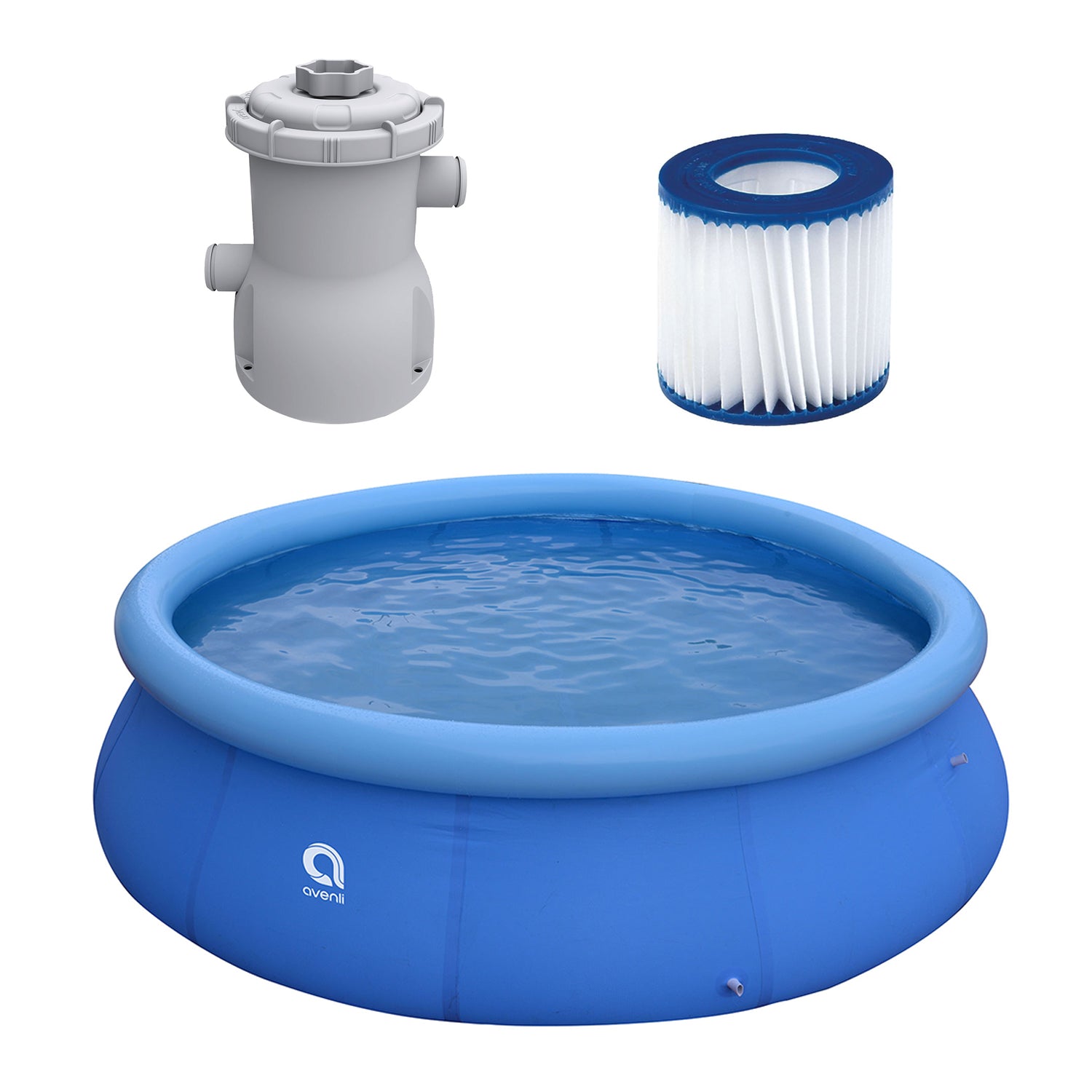 JLeisure 12 Ft x 30" Inflatable Swimming Pool Bundle w/ Filter Cartridge & Pump - VMInnovations