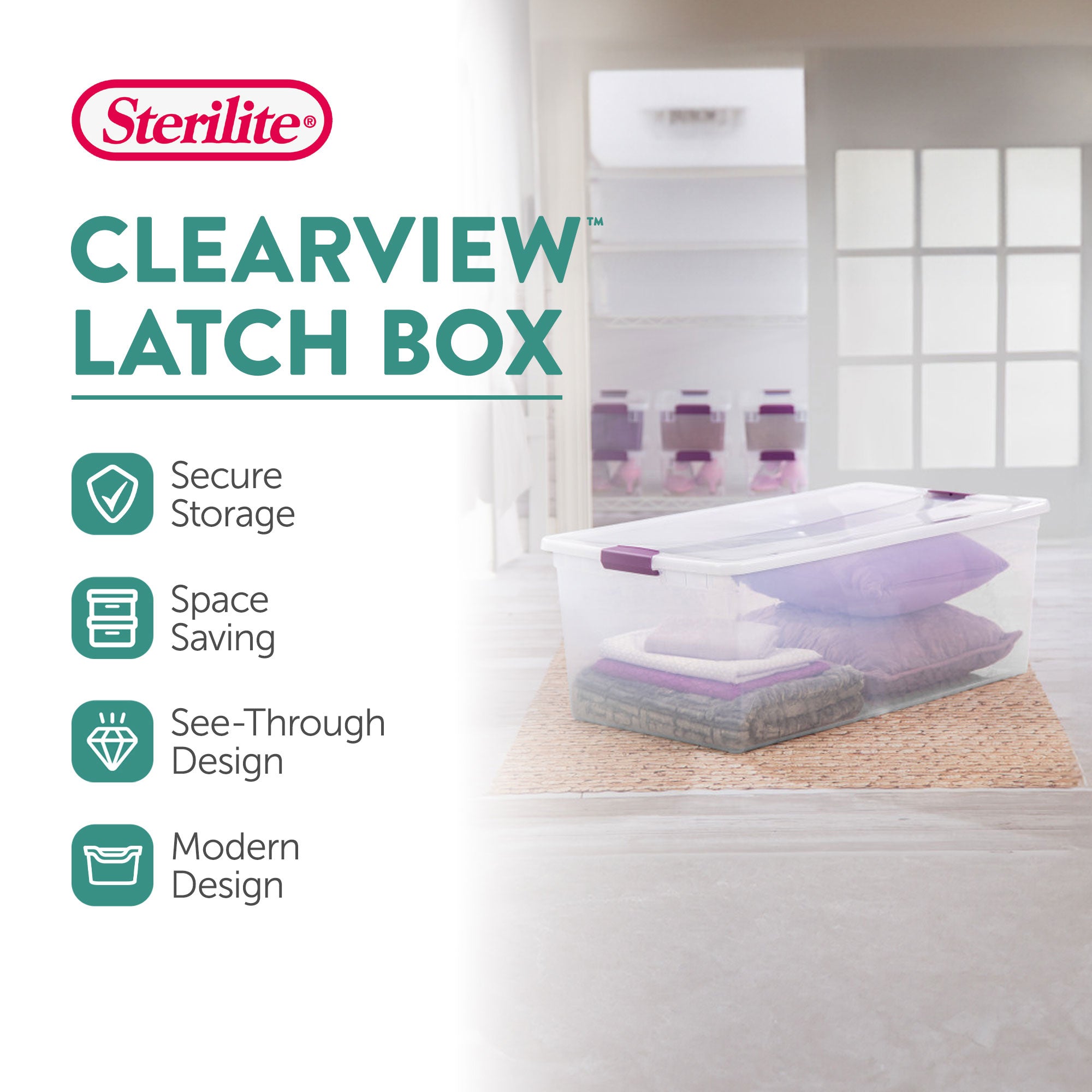 Sterilite 110 Qt Clear Storage Organization Box w/ Secure Latching Lid (16 Pack) - VMInnovations