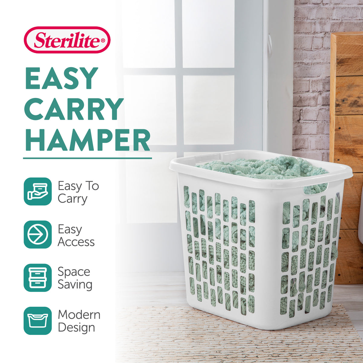 Sterilite Ultra Easy Carry Plastic Dirty Clothes Laundry Basket Hamper, (8 Pack)