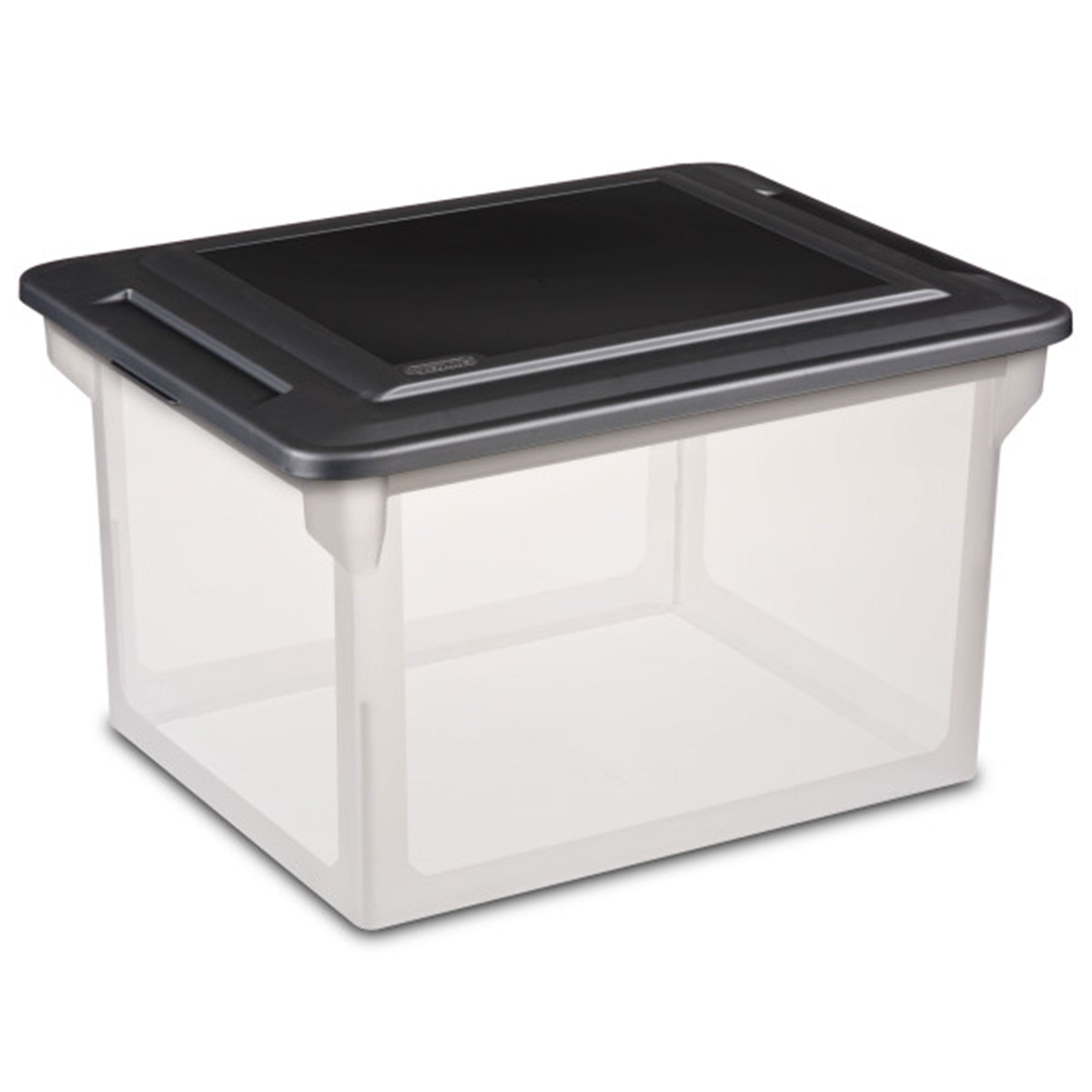 Sterilite File Box, Document Filing Storage Bin with Lid, Clear/Black, 4 Pack - VMInnovations
