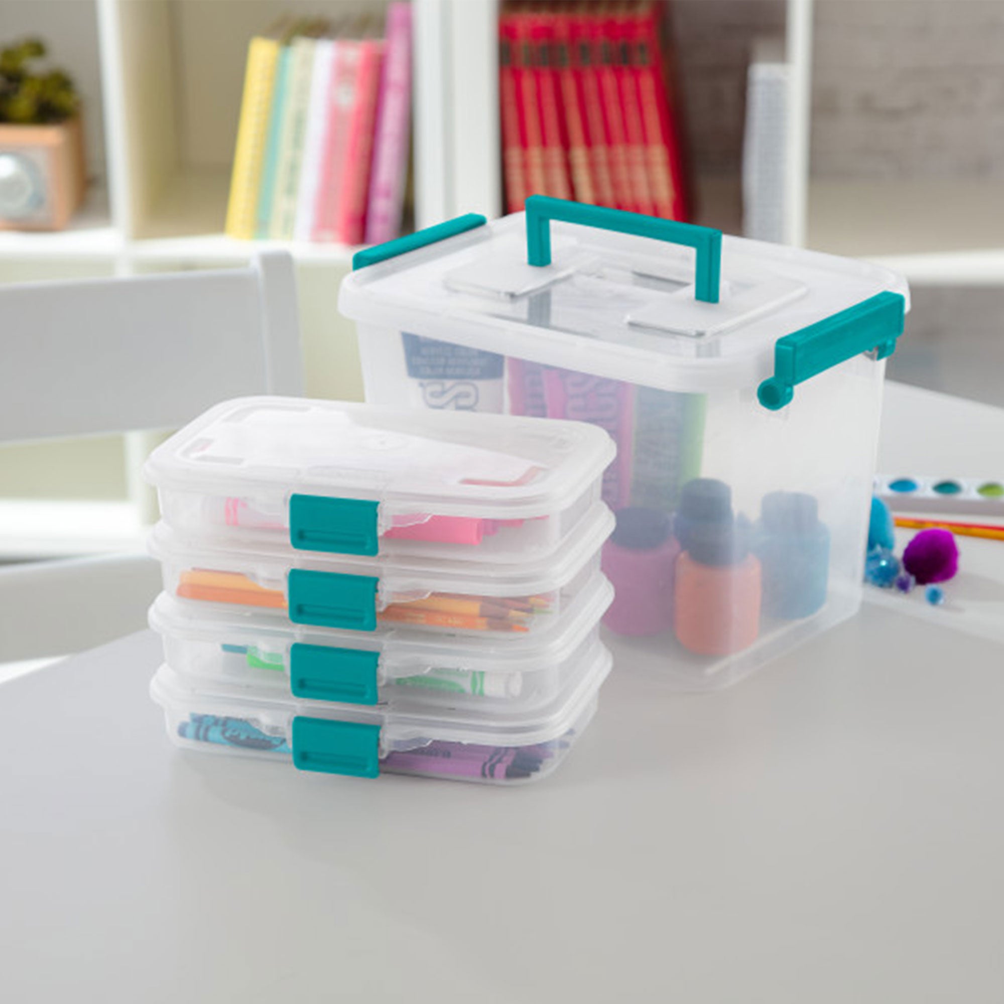 Sterilite Convenient Small Divided Clear Storage Pencil Box & Latch Lid, 1 Pack - VMInnovations
