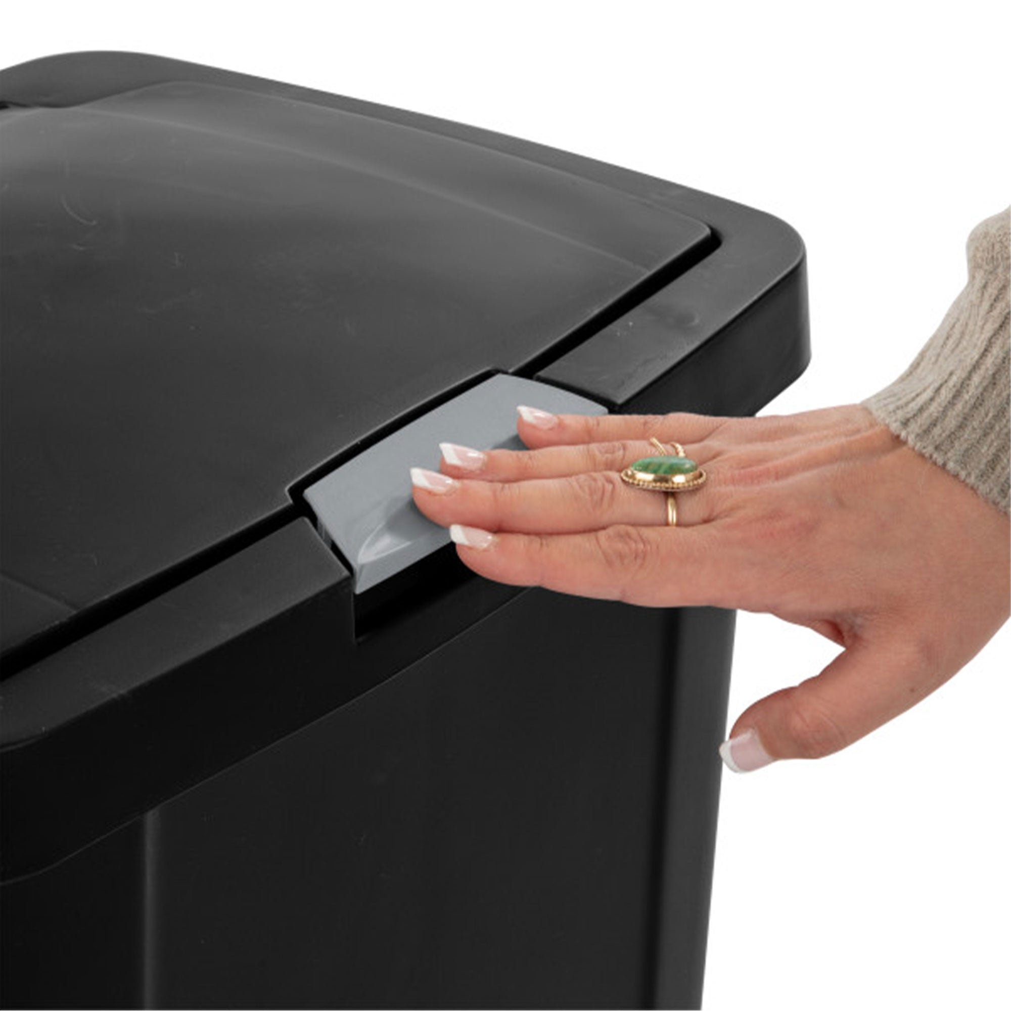 Sterilite 13 Gallon TouchTop Wastebasket with Titanium Latch, Black (8 Pack) - VMInnovations