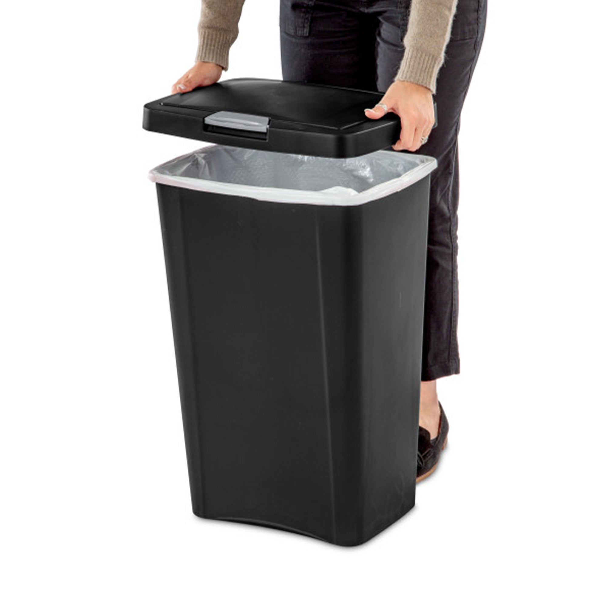 Sterilite 13 Gallon TouchTop Wastebasket with Titanium Latch, Black (4 Pack) - VMInnovations