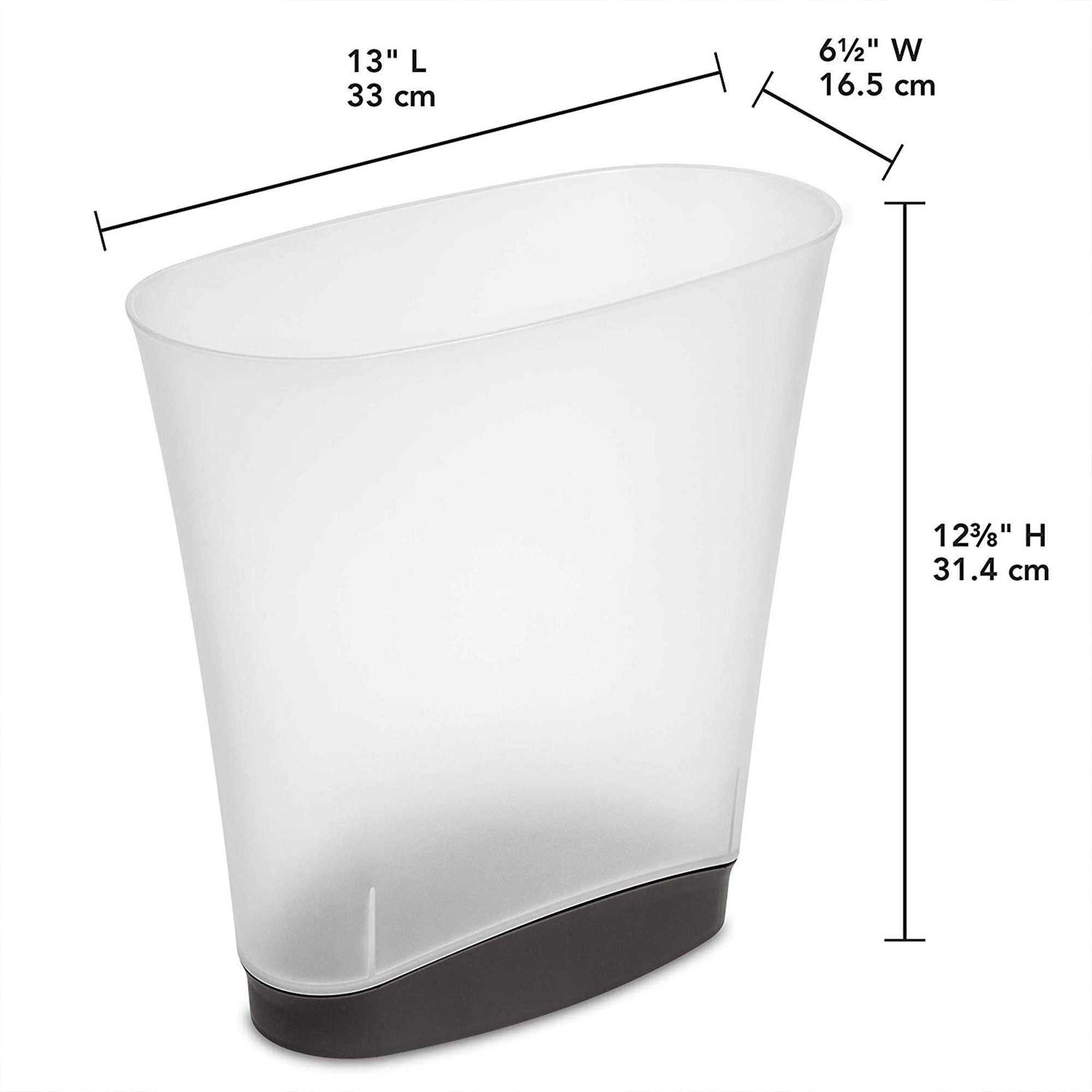 Sterilite 10303V06 2.4 Gallon Space-Saving Slim Wastebasket, Clear/Gray (6 Pack)