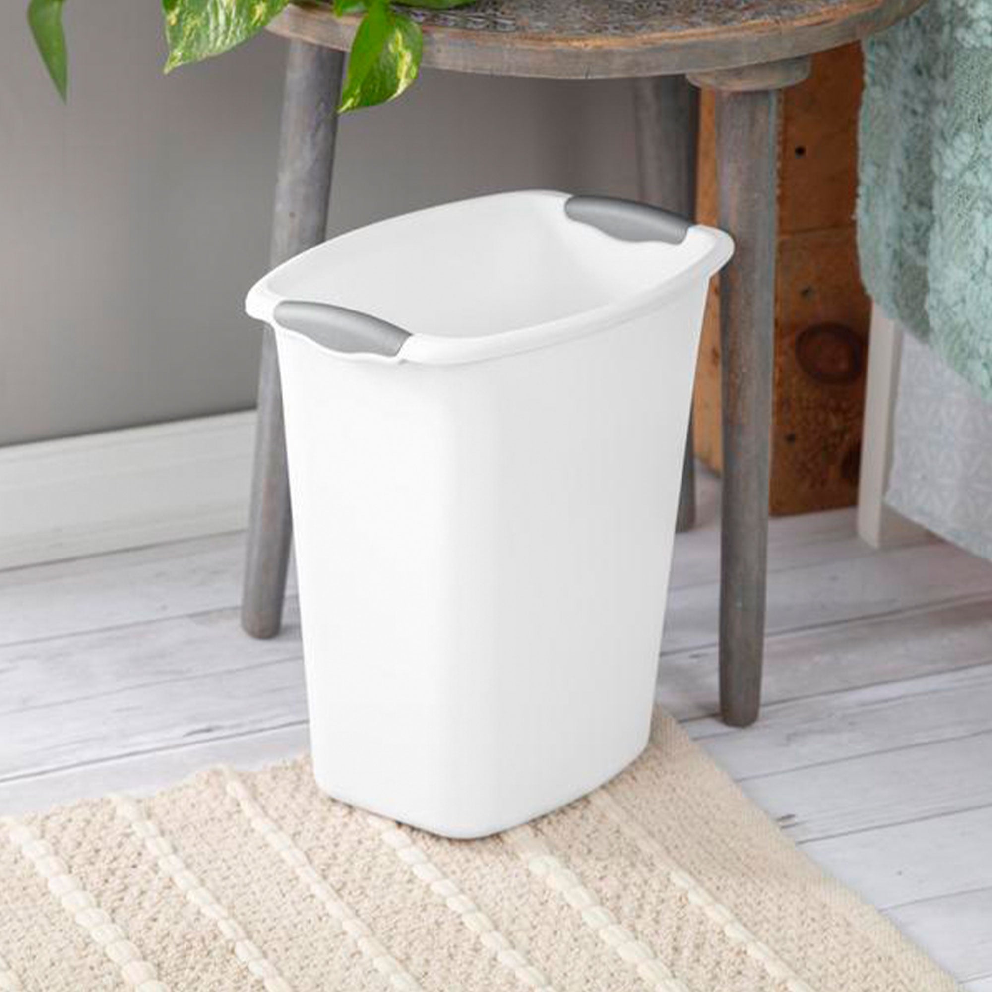 Sterilite 3 Gallon/11.4 Liter Wastebasket with Titanium Inserts, White (6 Pack)