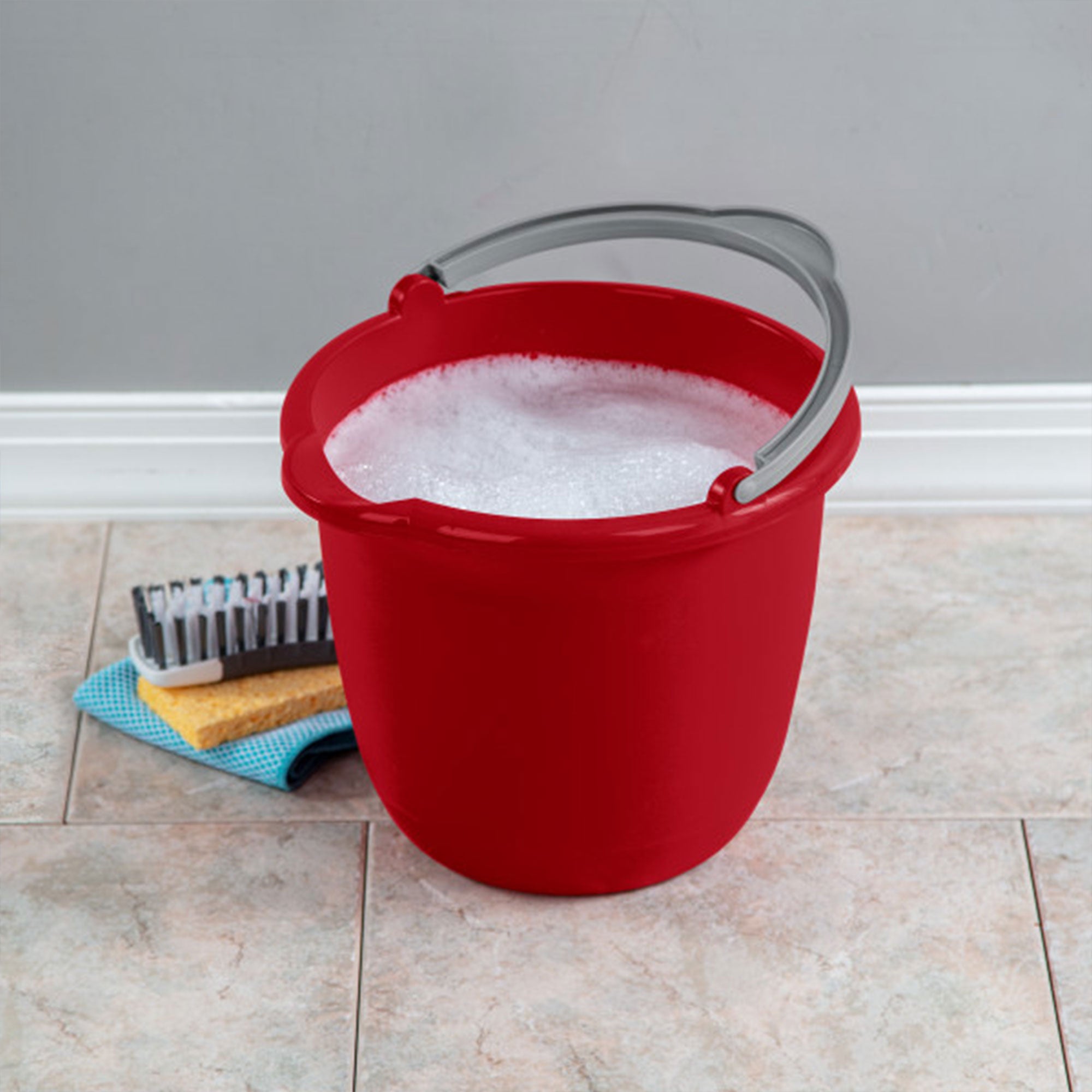 Sterilite Large 10-Qt Easy Pour Spout Pail w/ Comfy Grip Handle, Red (12 Pack) - VMInnovations
