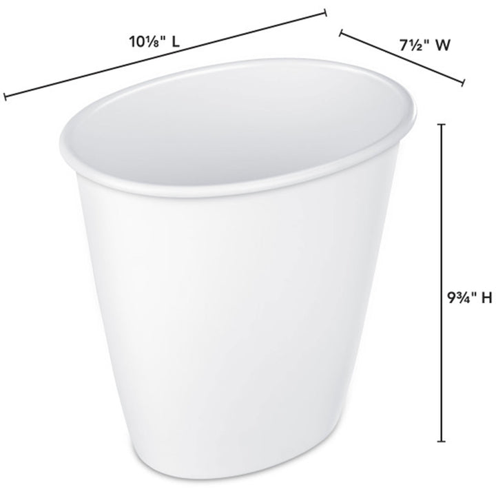 Sterilite Petite 1.5-Gallon Home Oval Vanity Trash Wastebasket, White (12 Pack) - VMInnovations